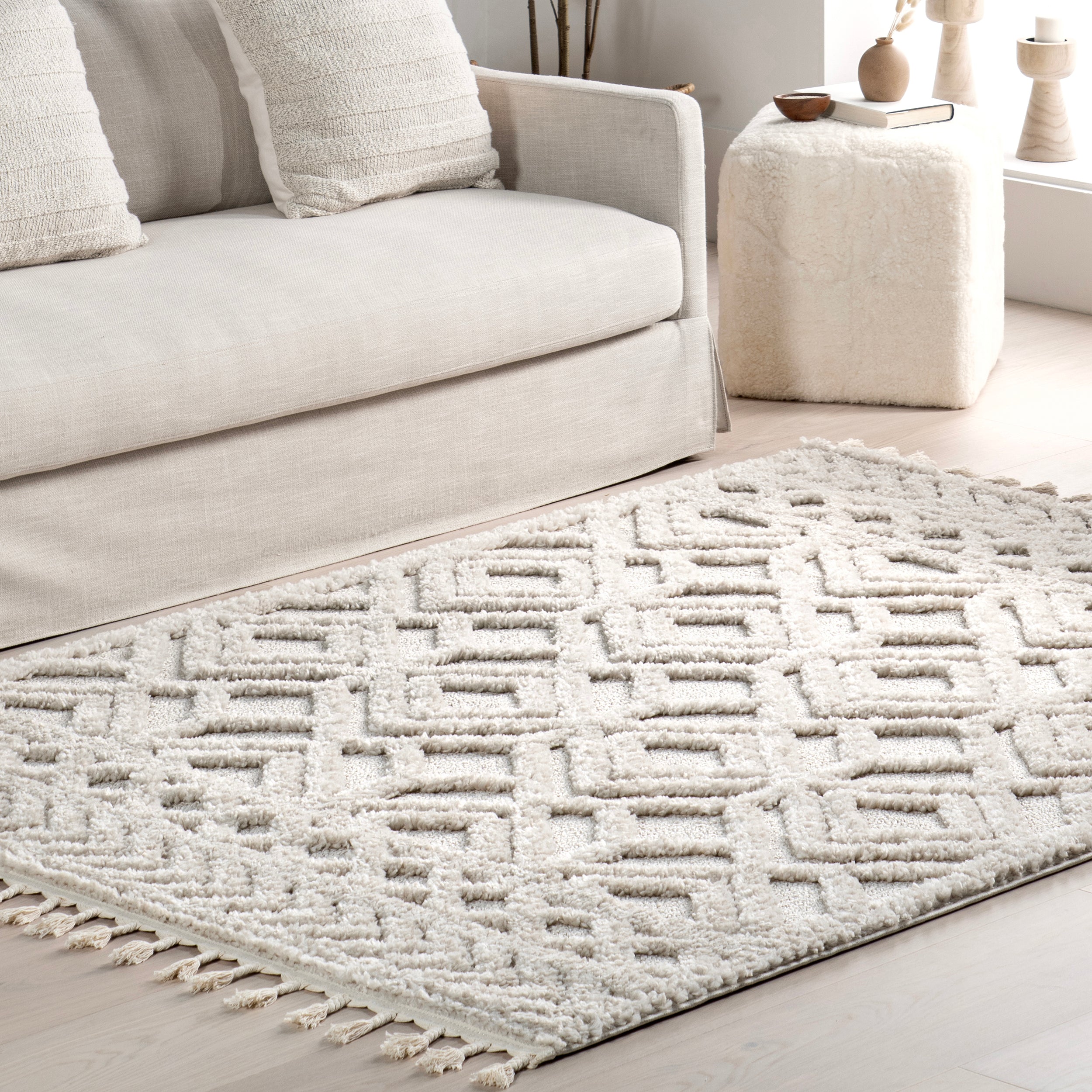 Akia Lattice High/Low Tassel Area Rug - Image 28