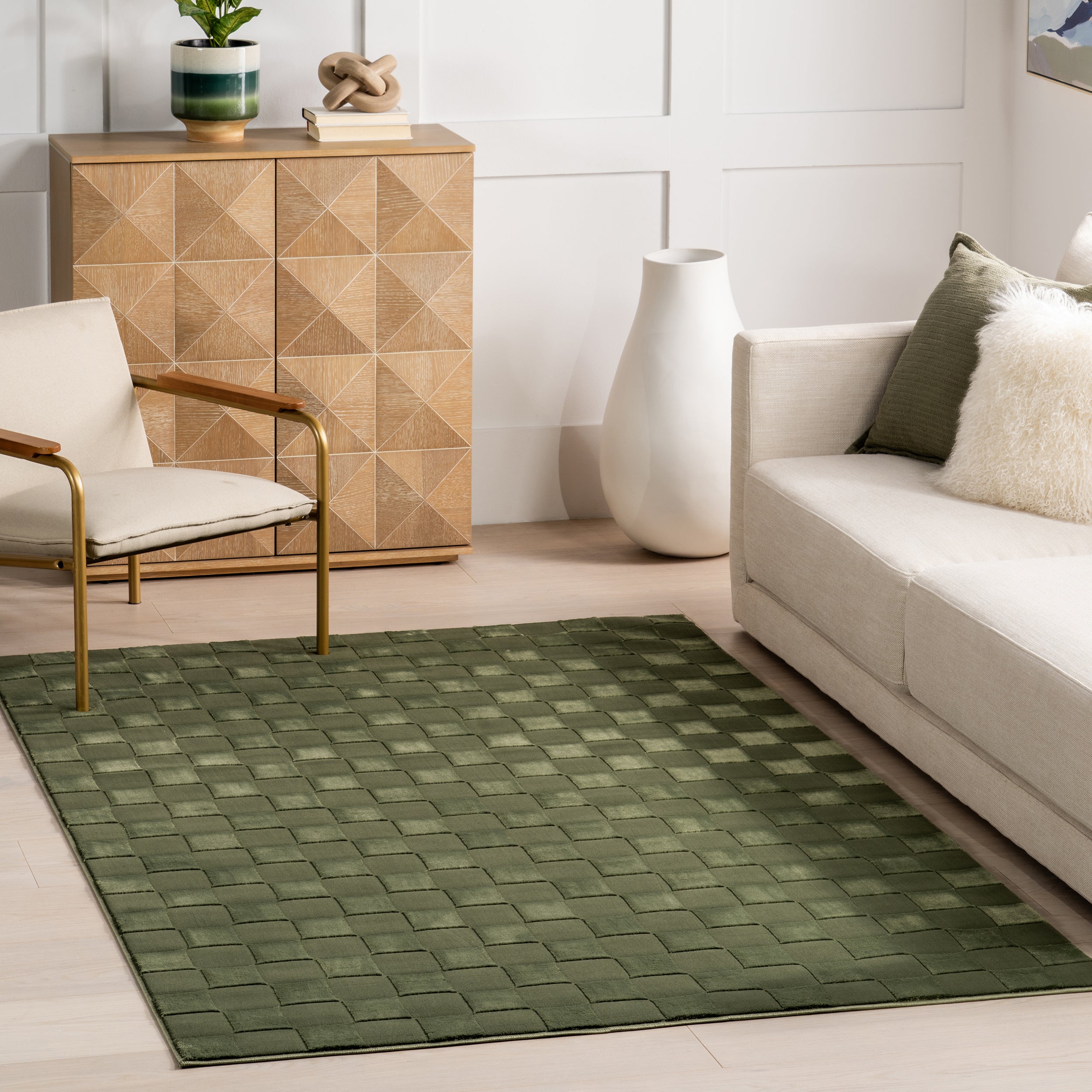 Alaiya Checkered Machine Washable Area Rug - Image 2