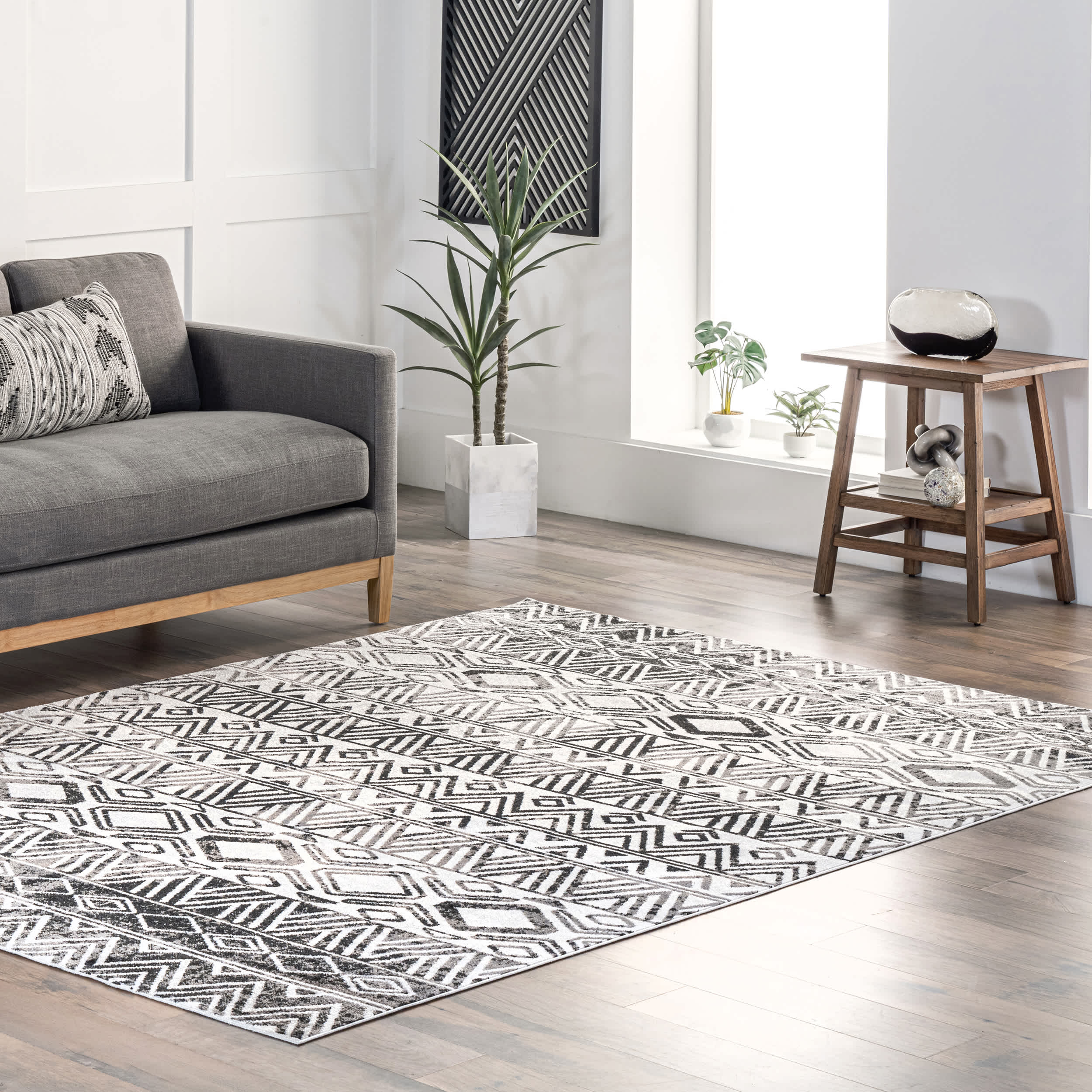 Lucci Machine Washable Aztec Area Rug - Image 2