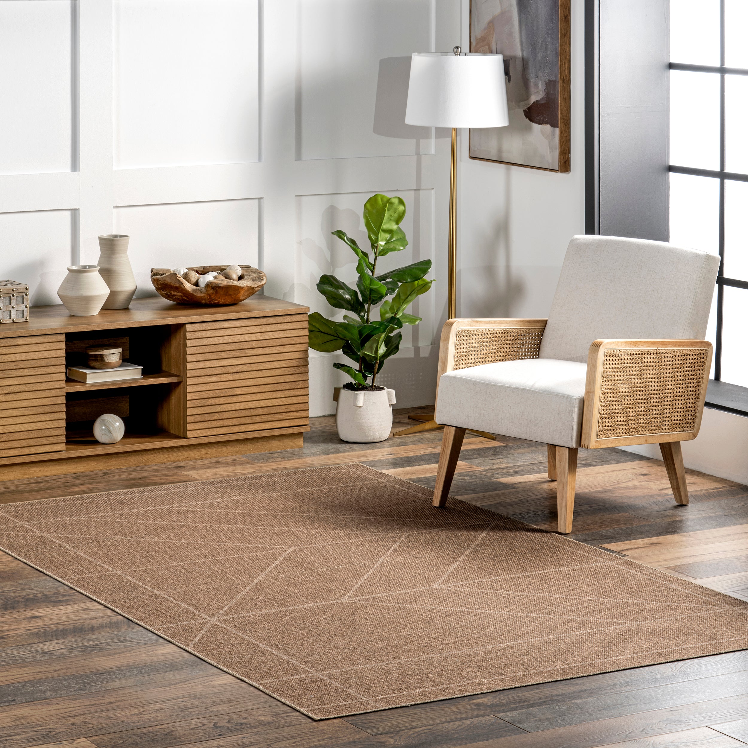 Ellen Geometric Easy-Jute Machine Washable Area Rug - Image 2