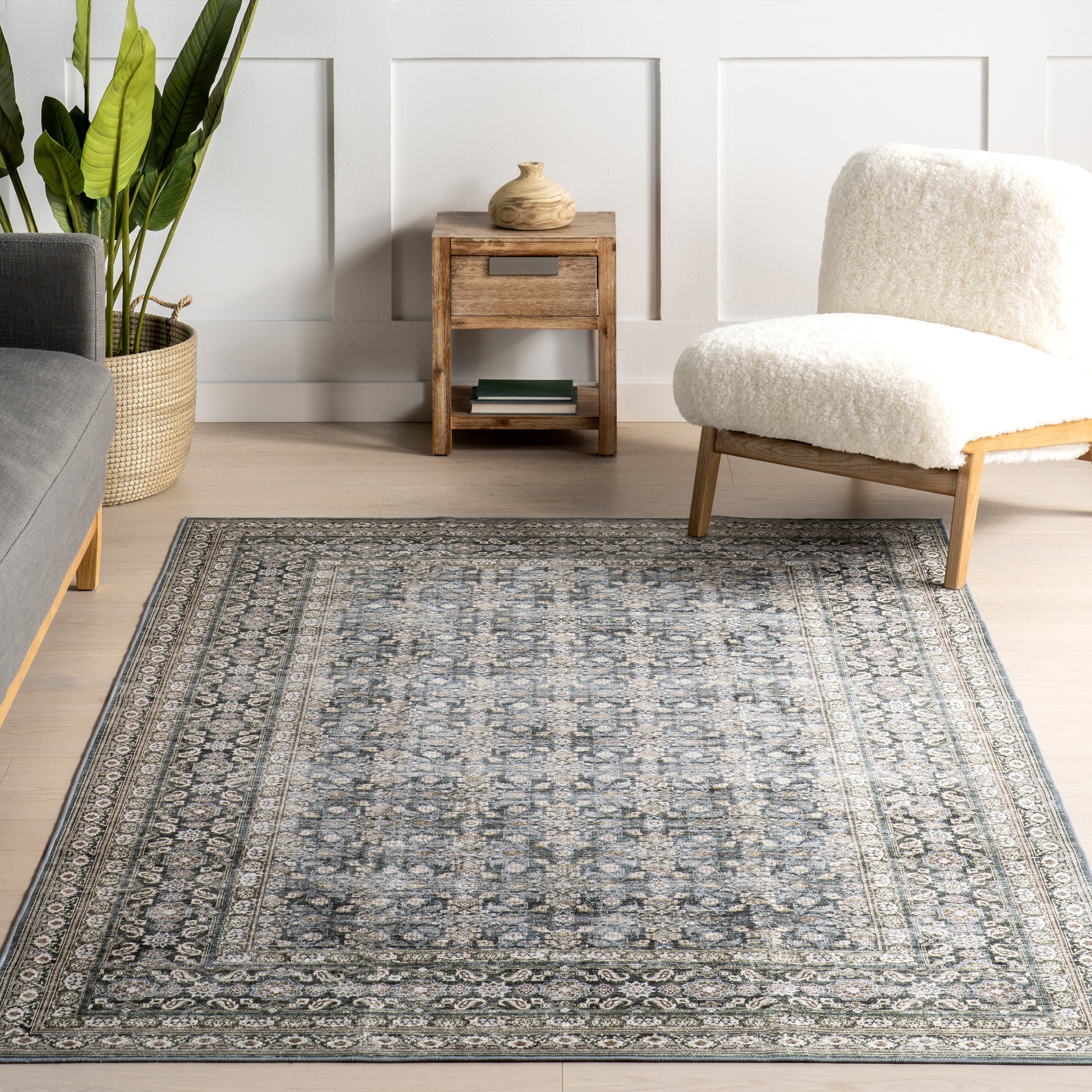 Quintessa Medallion Spill Proof Machine Washable Area Rug - Image 9
