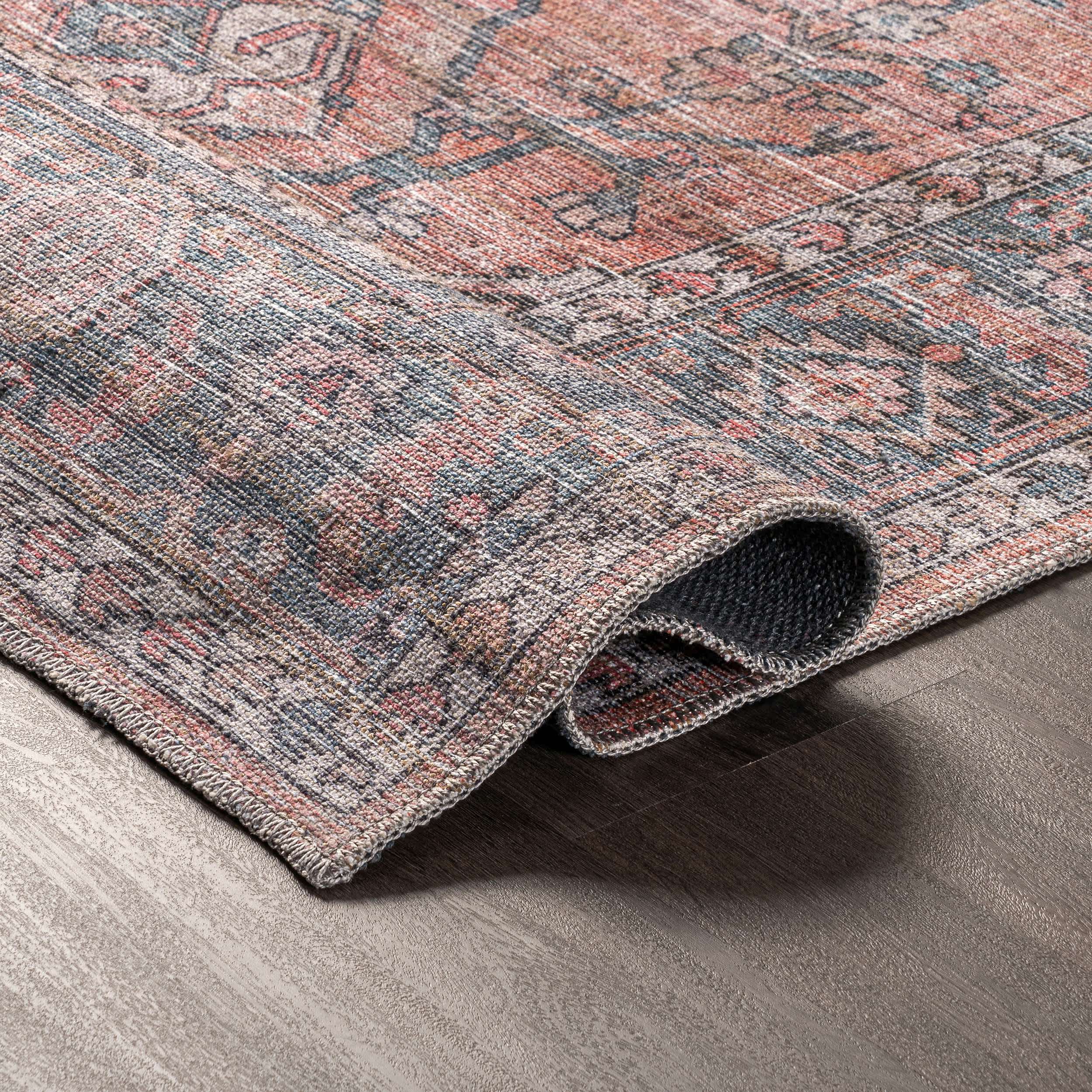 Maple Machine Washable Floral Medallion Area Rug - Image 4