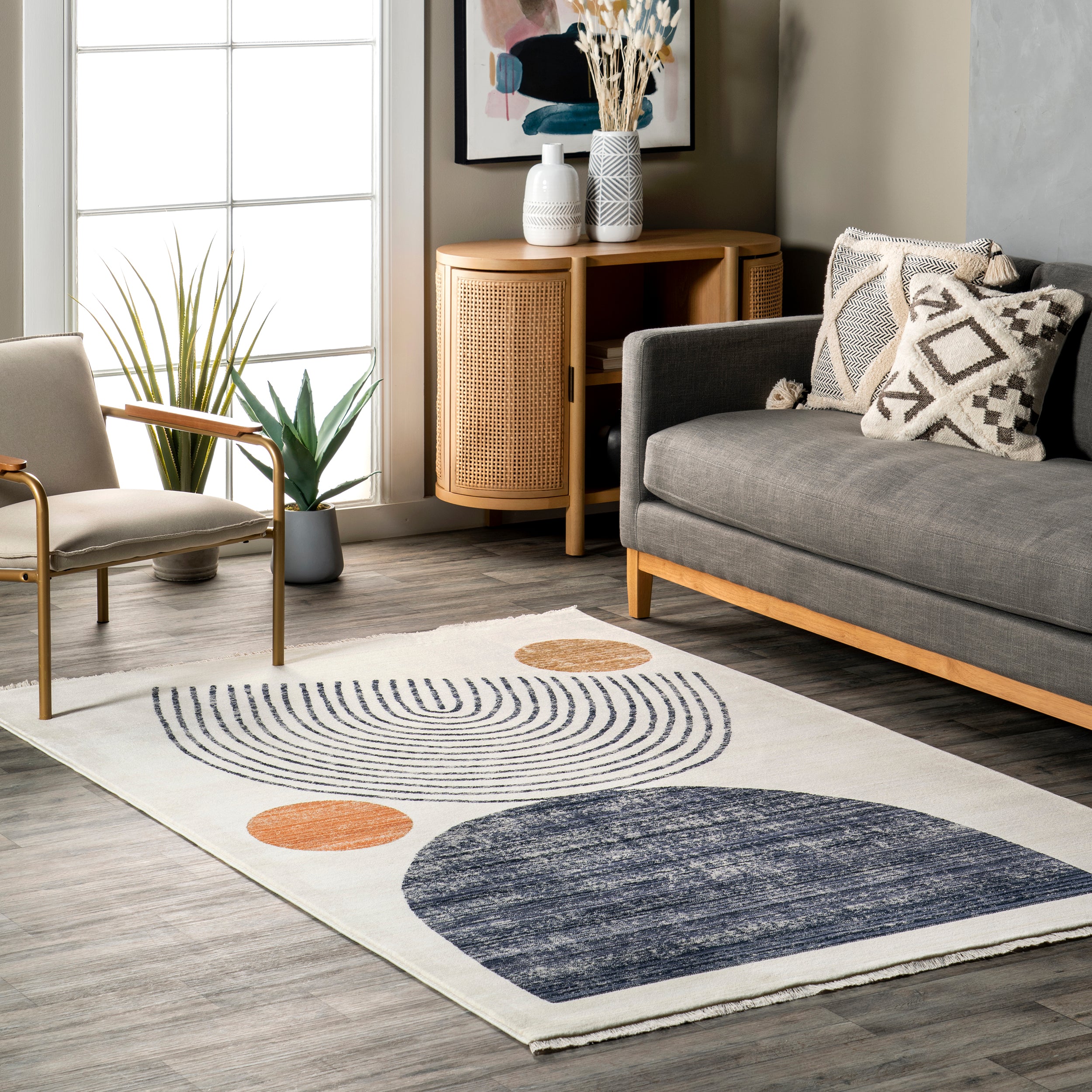 Bevin Abstract Sky Fringe Area Rug - Image 2