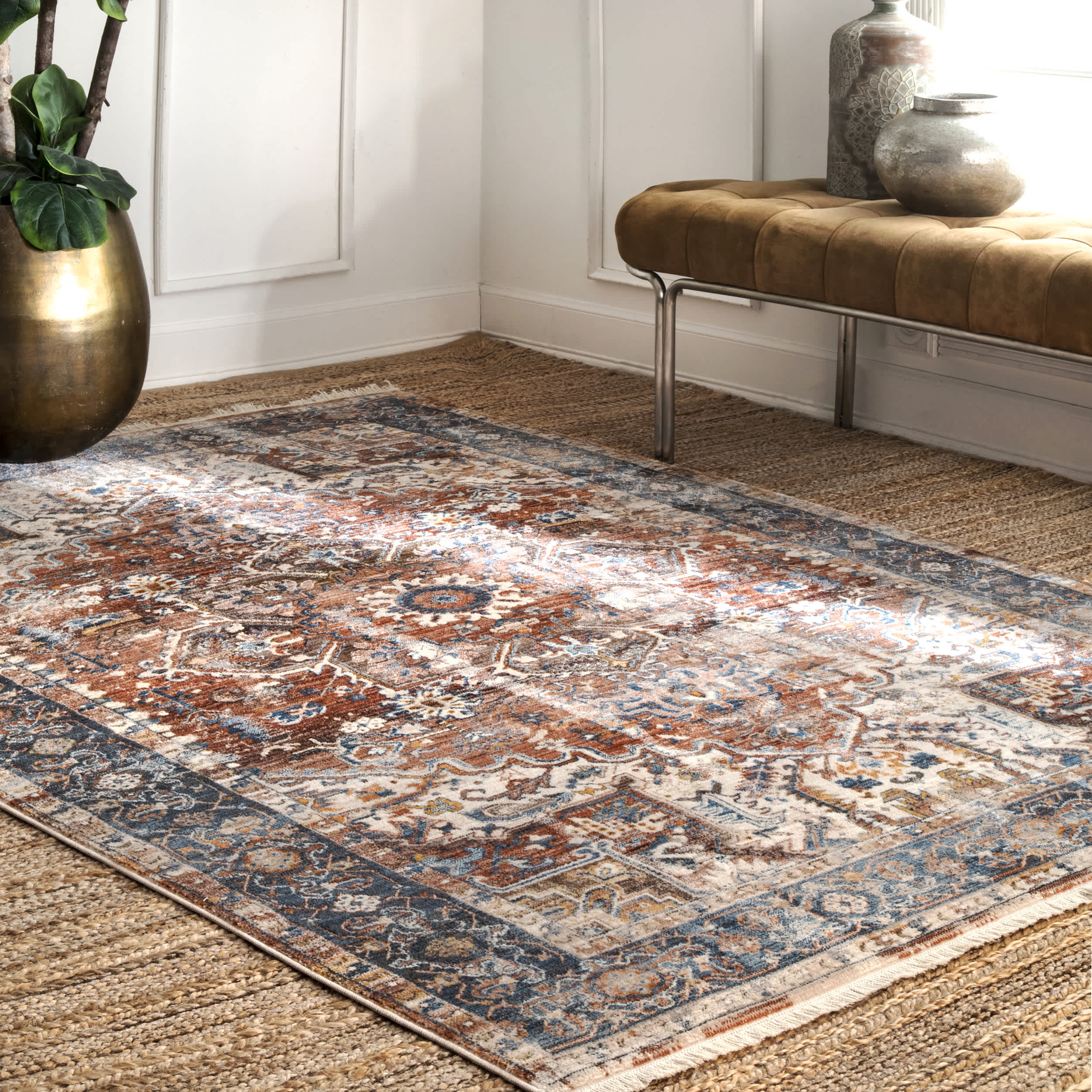 Vintage Pauline Floral Tassel Area Rug - Image 2