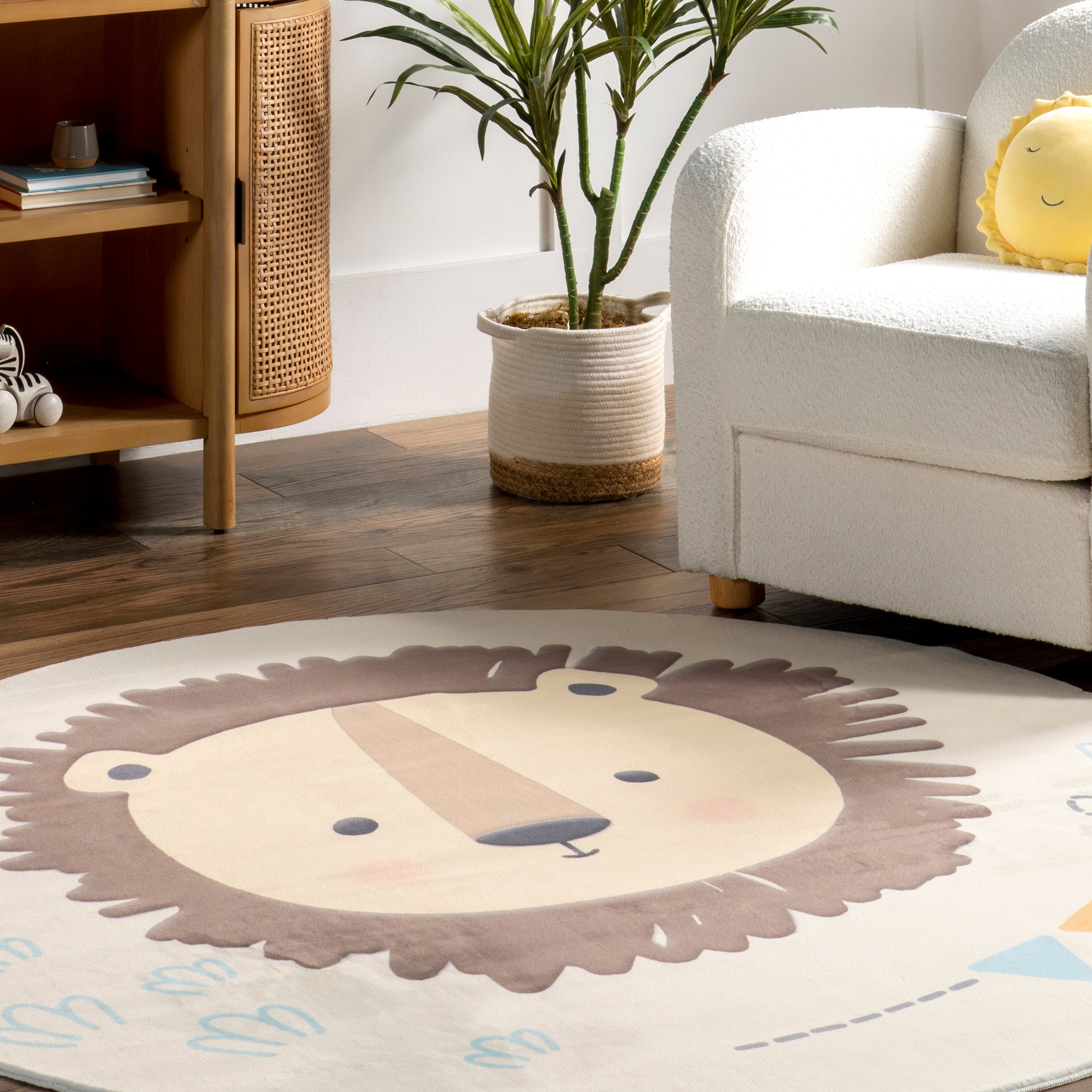 Ellia Cheerful Lion Machine Washable Kids Area Rug - Image 9