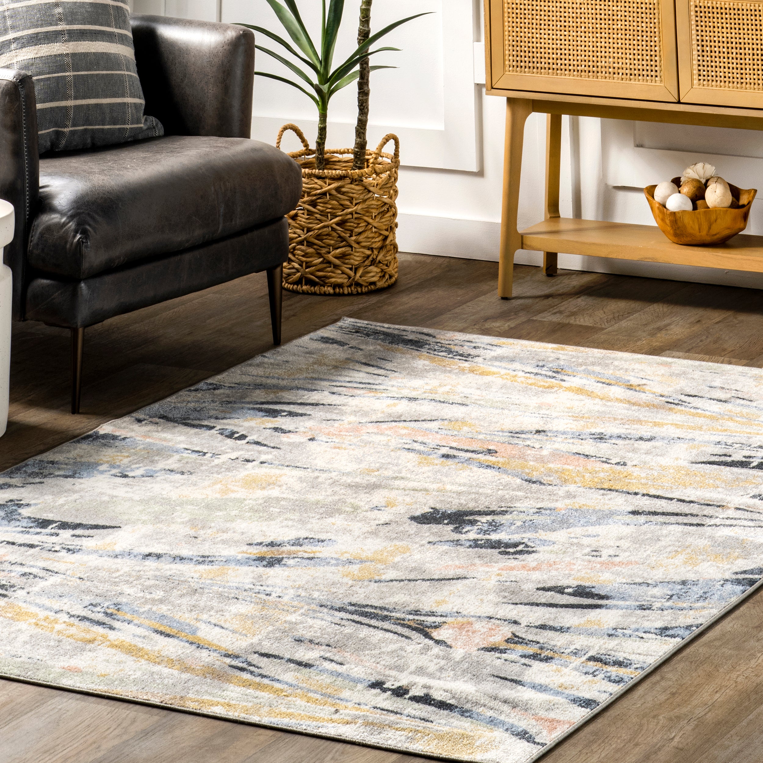 Daveign Abstract Lines Machine Washable Area Rug - Image 9