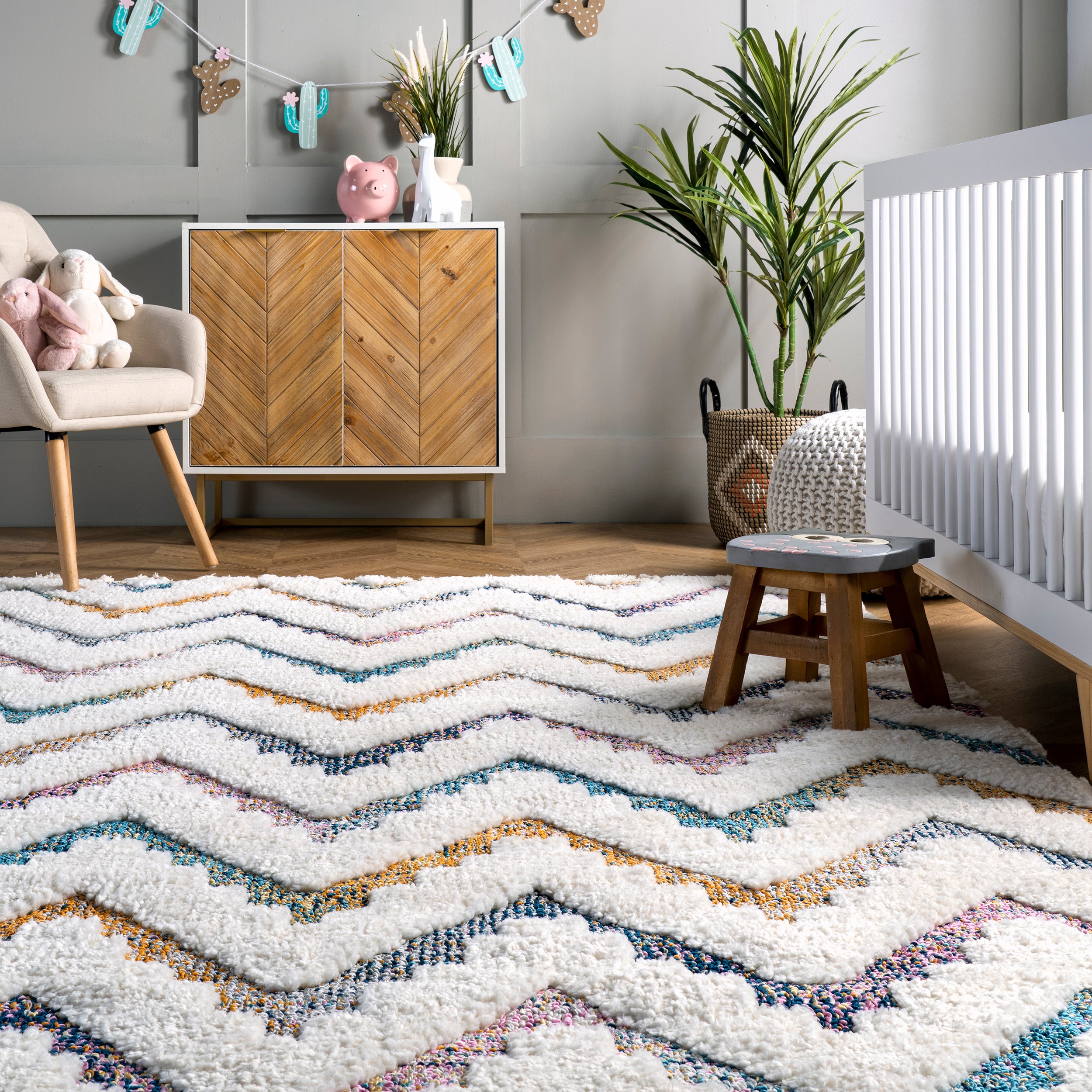 Rumi High-Low Chevron Kids Tassel Area Rug - Image 8