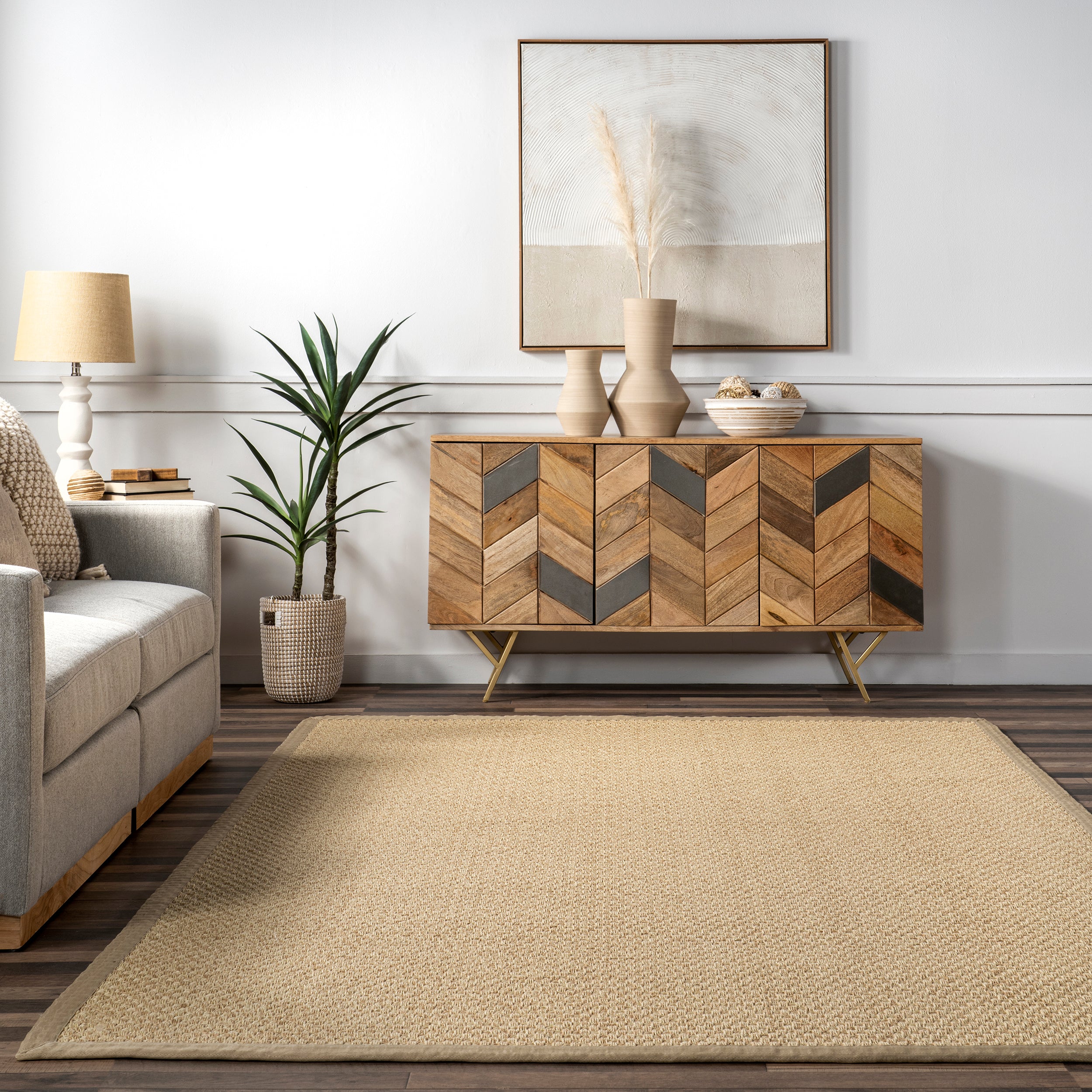 Meena Faux Seagrass Bordered Indoor/Outdoor Area Rug - Image 8