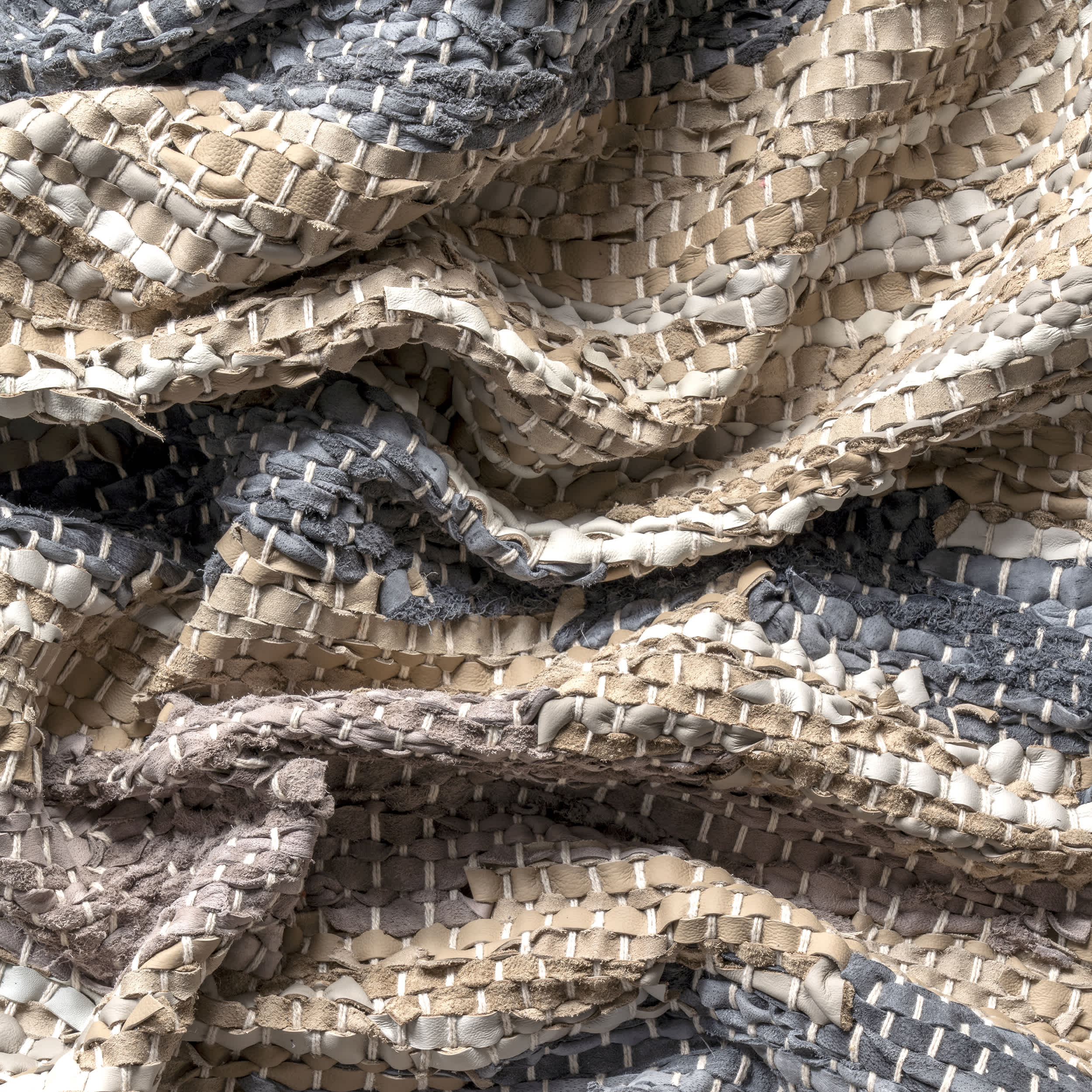 Farren Hand Woven Diamond Leather Area Rug - Image 4