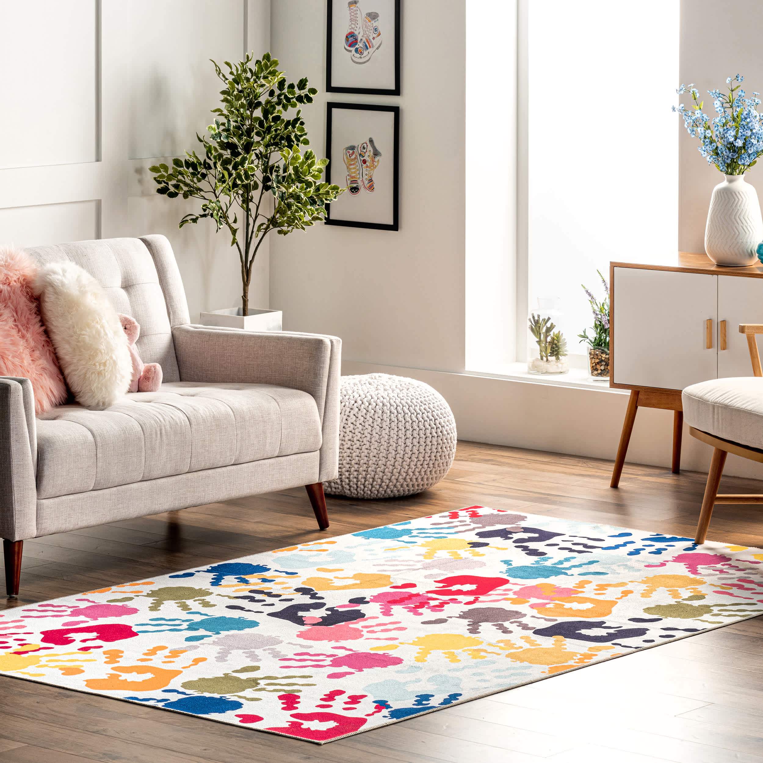Pinkie Machine Washable Handprint Kids Area Rug - Image 2