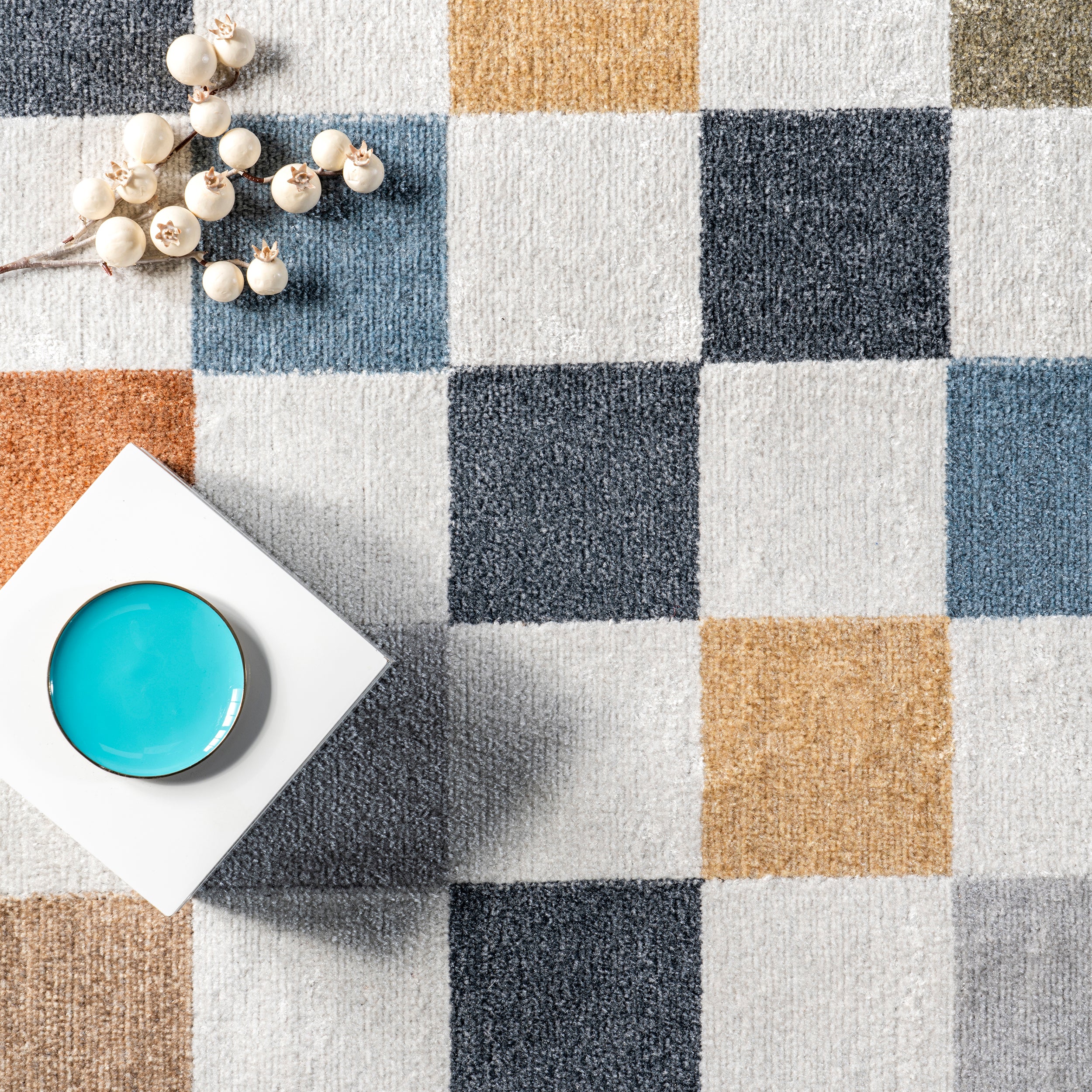 Naya Checkered Machine Washable Area Rug - Image 6