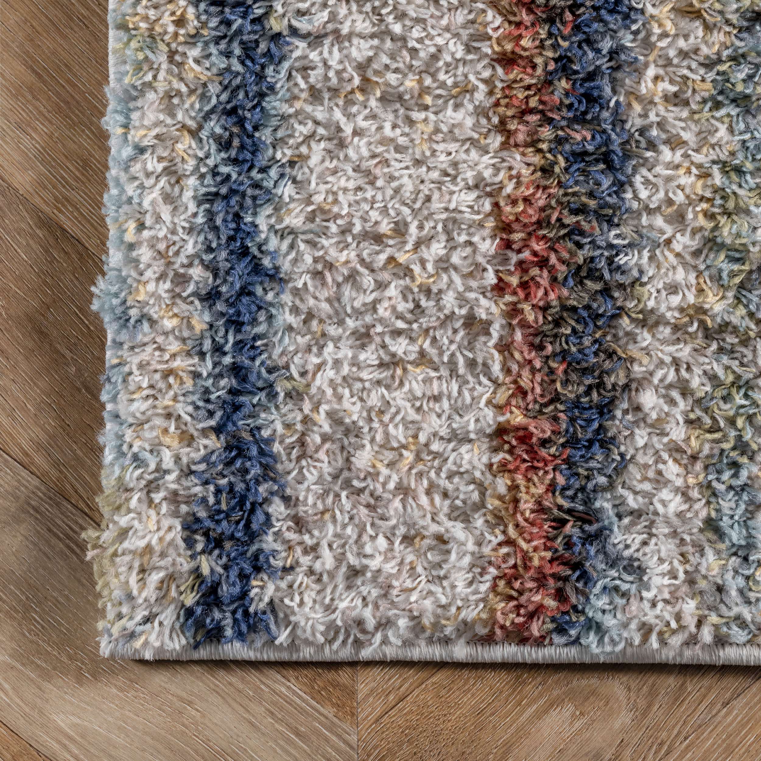 Aimee Banded Stripes Shaggy Area Rug - Image 5
