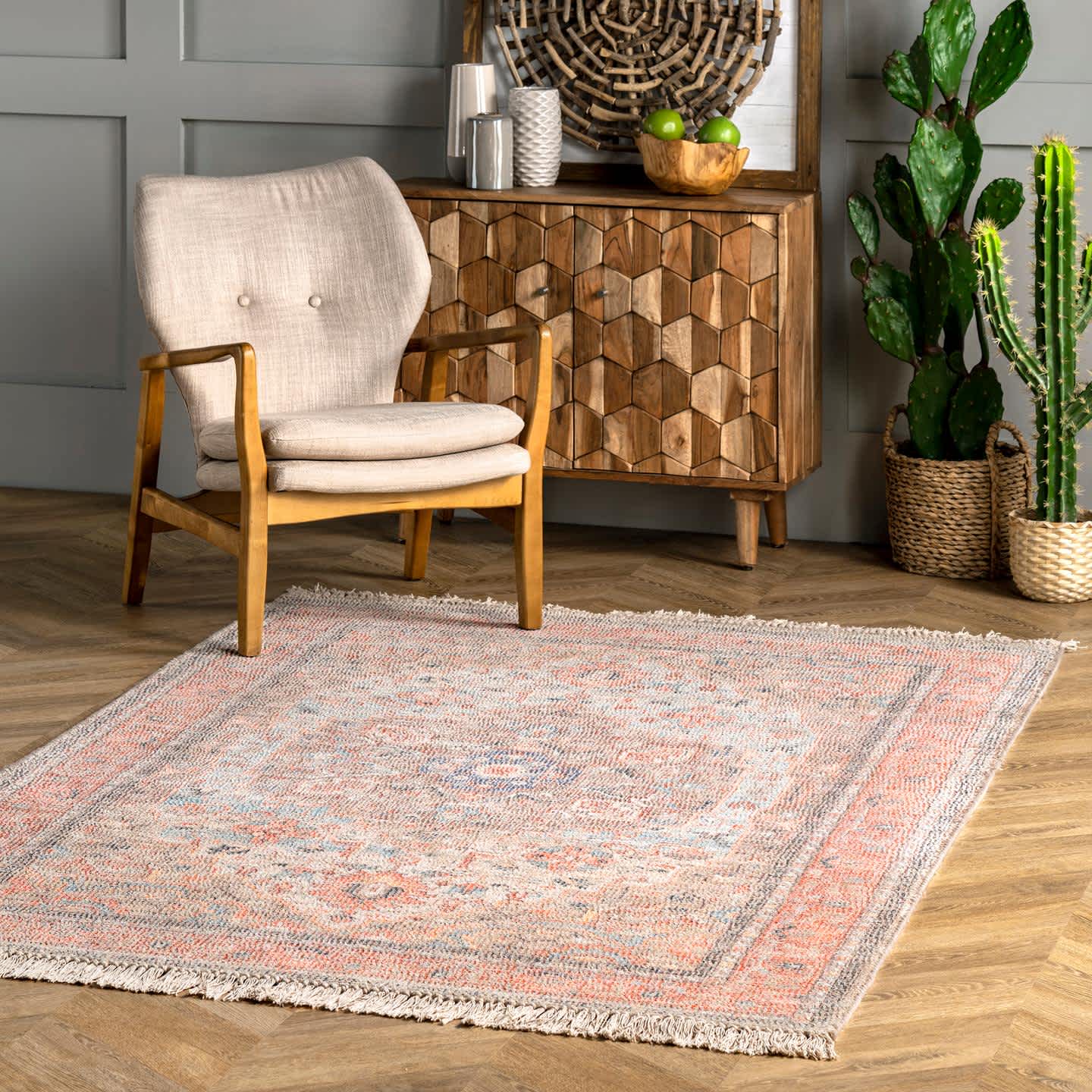 Lottie Floral Medallion Tassel Area Rug - Image 2