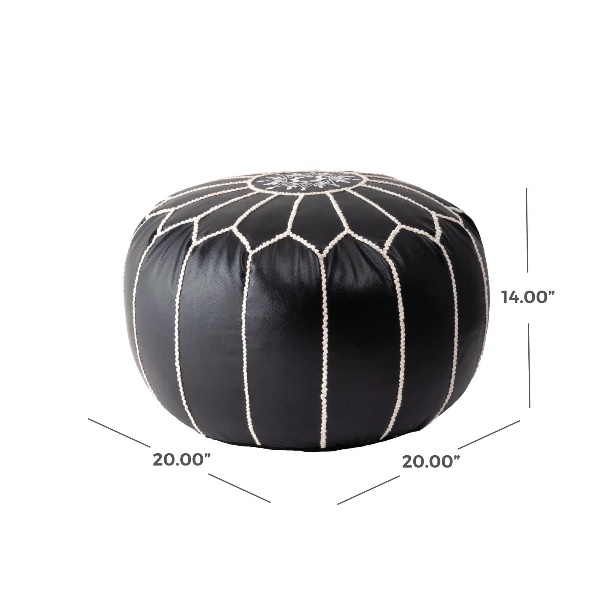 Classic Moroccan Faux Leather Filled Ottoman Pouf - Image 9