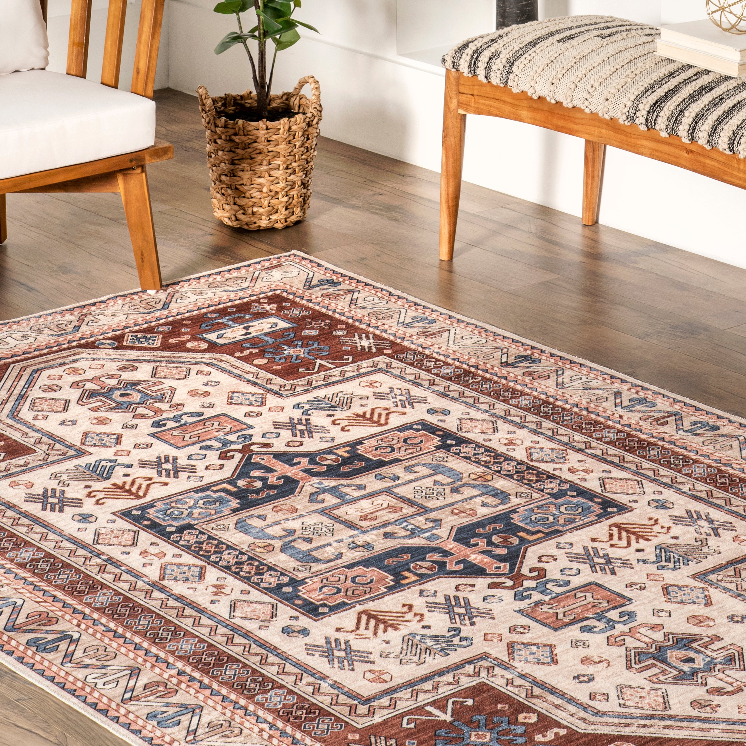 Órla Tribal Bordered Machine Washable Area Rug - Image 9