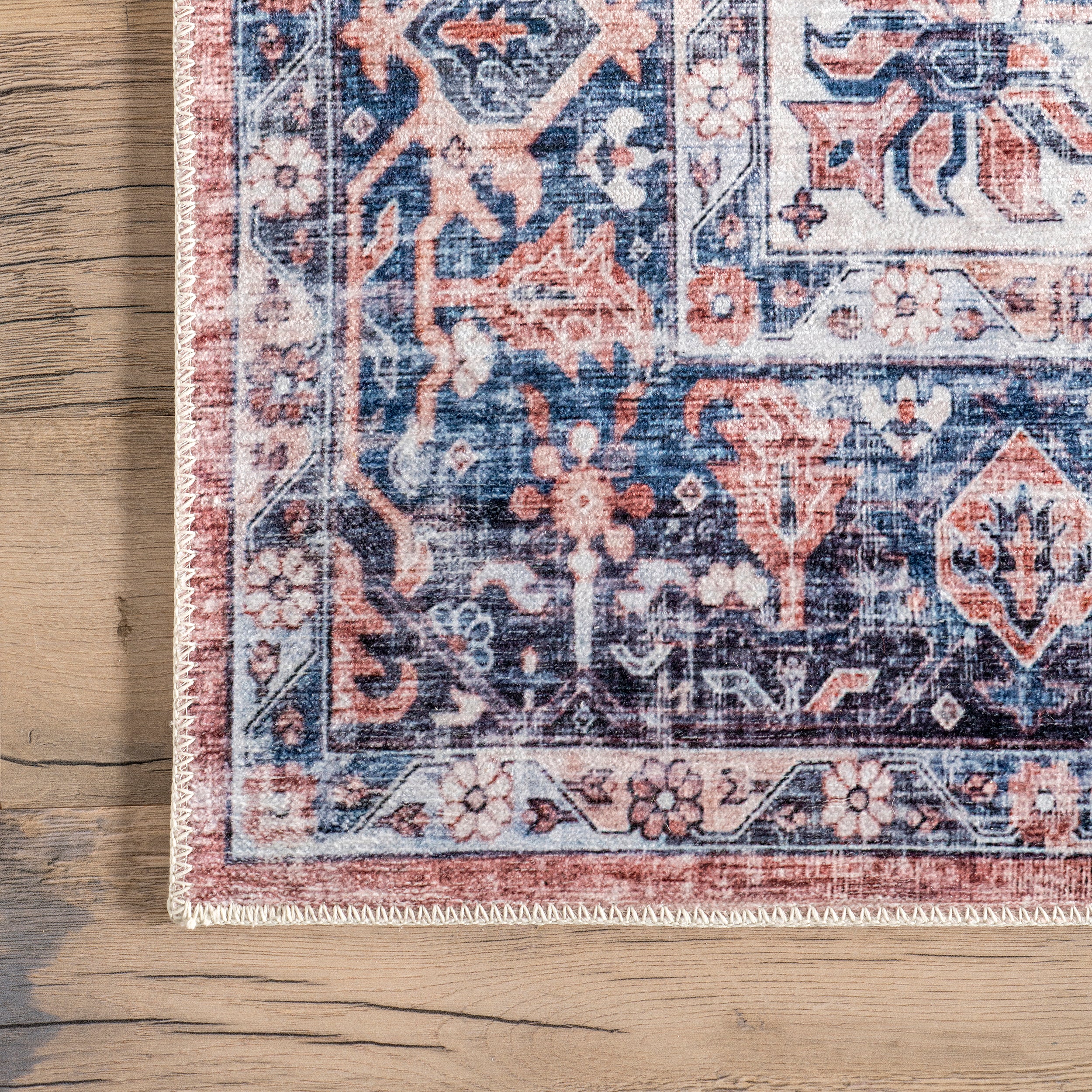 Kay Distressed Stain-Resistant Machine Washable Area Rug - Image 5