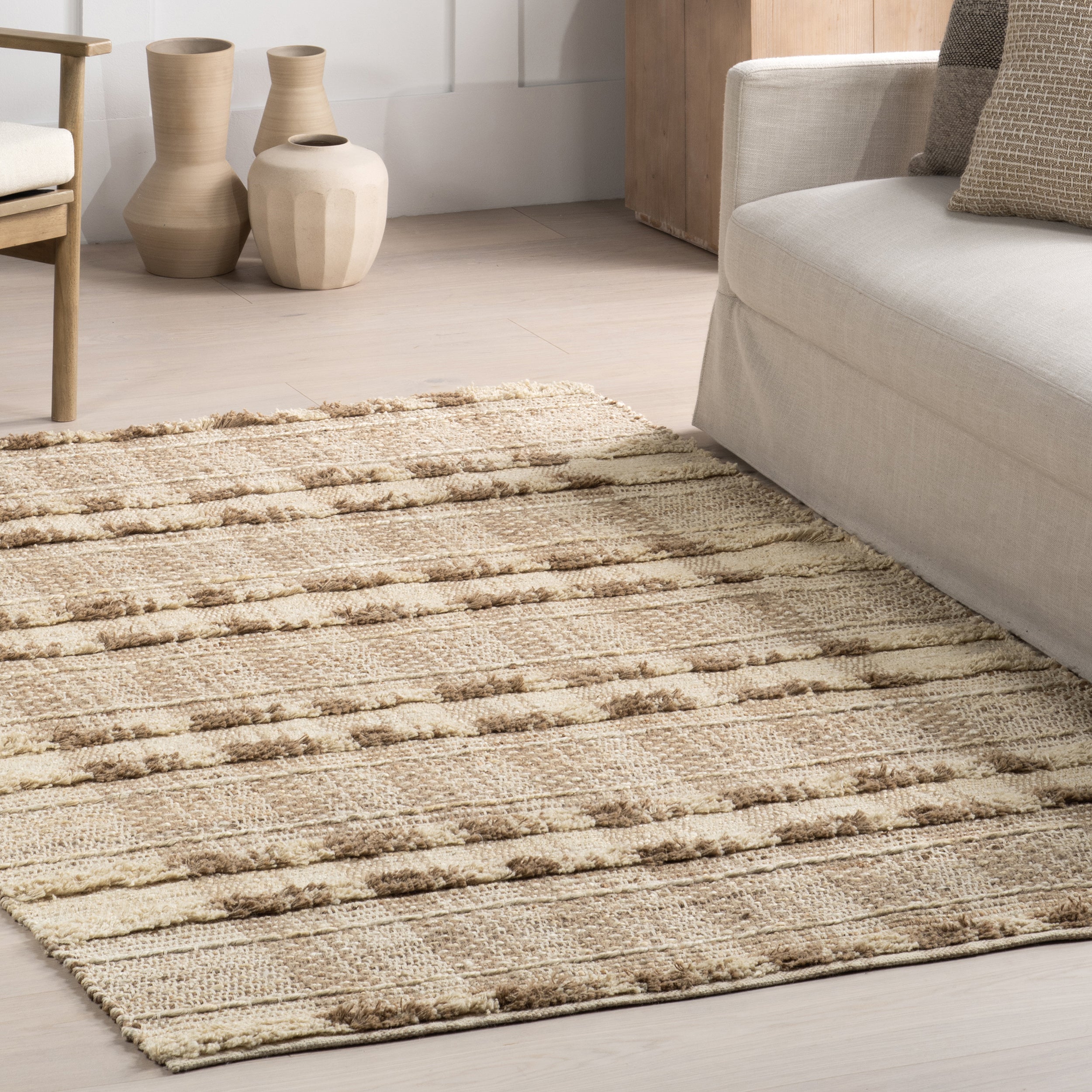 Blakley Textured Plaid Jute Area Rug - Image 9