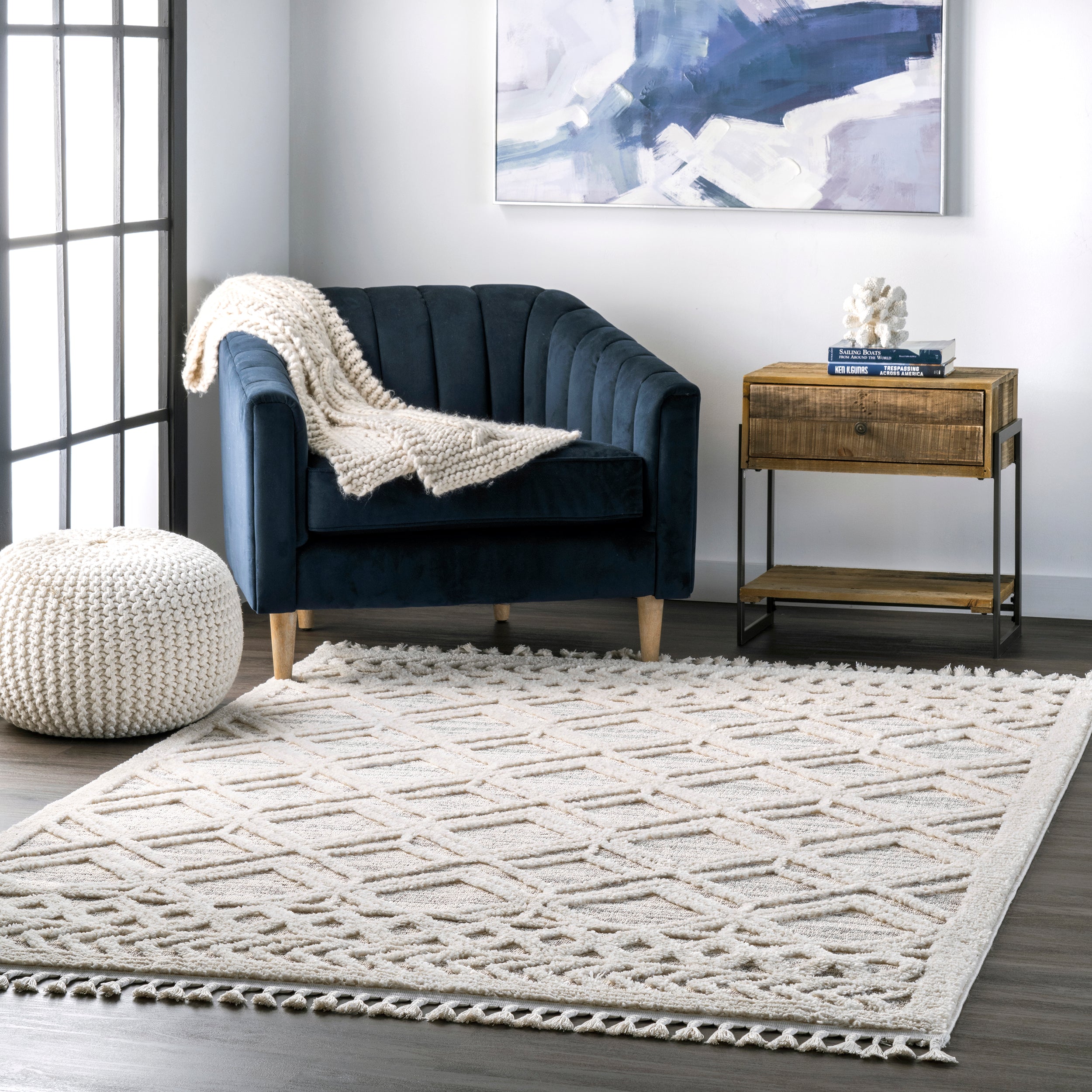 Ansley Moroccan Lattice Tassel Area Rug - Image 12