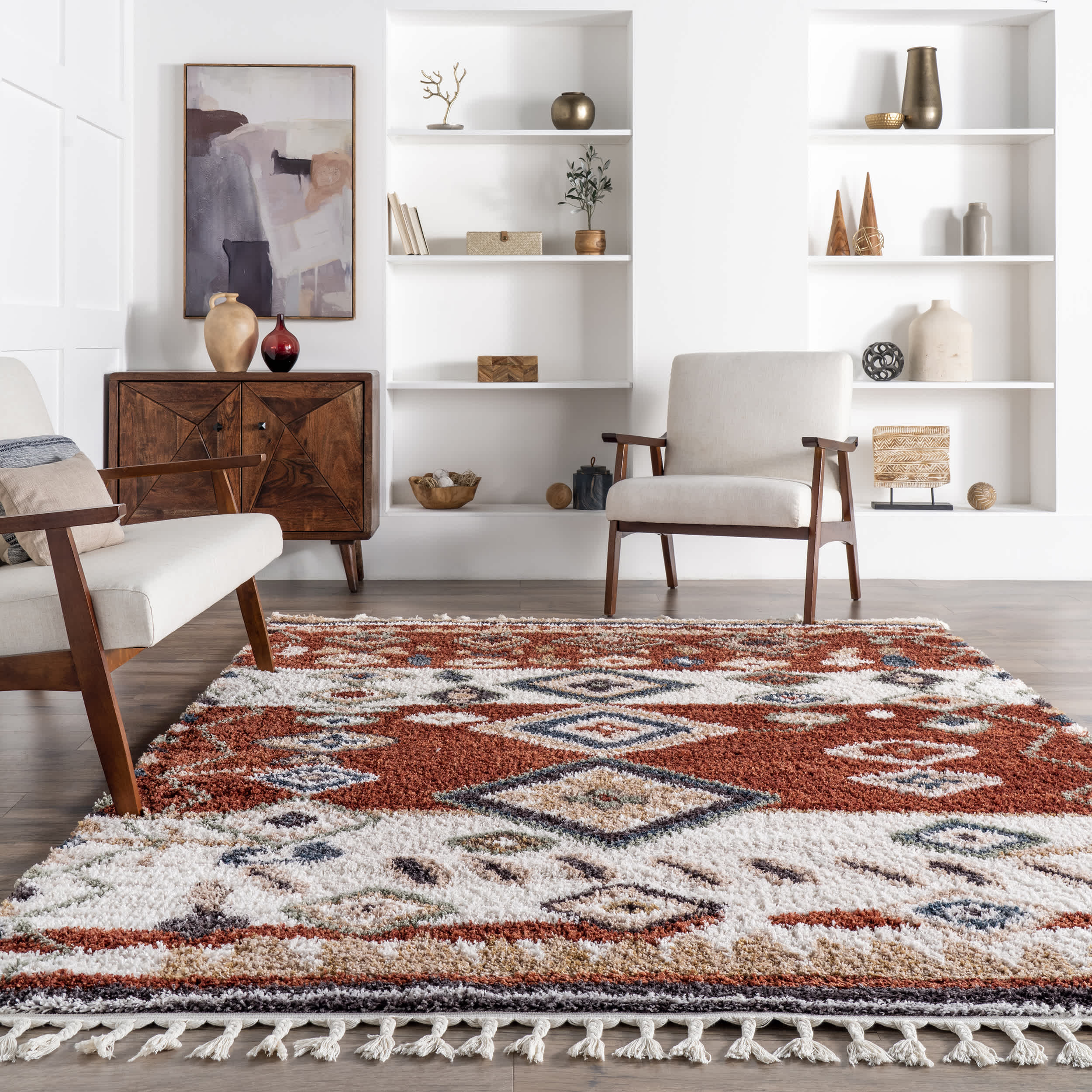 Southwestern Rosemarie Moroccan Tassel Shag Area Rug - Image 9