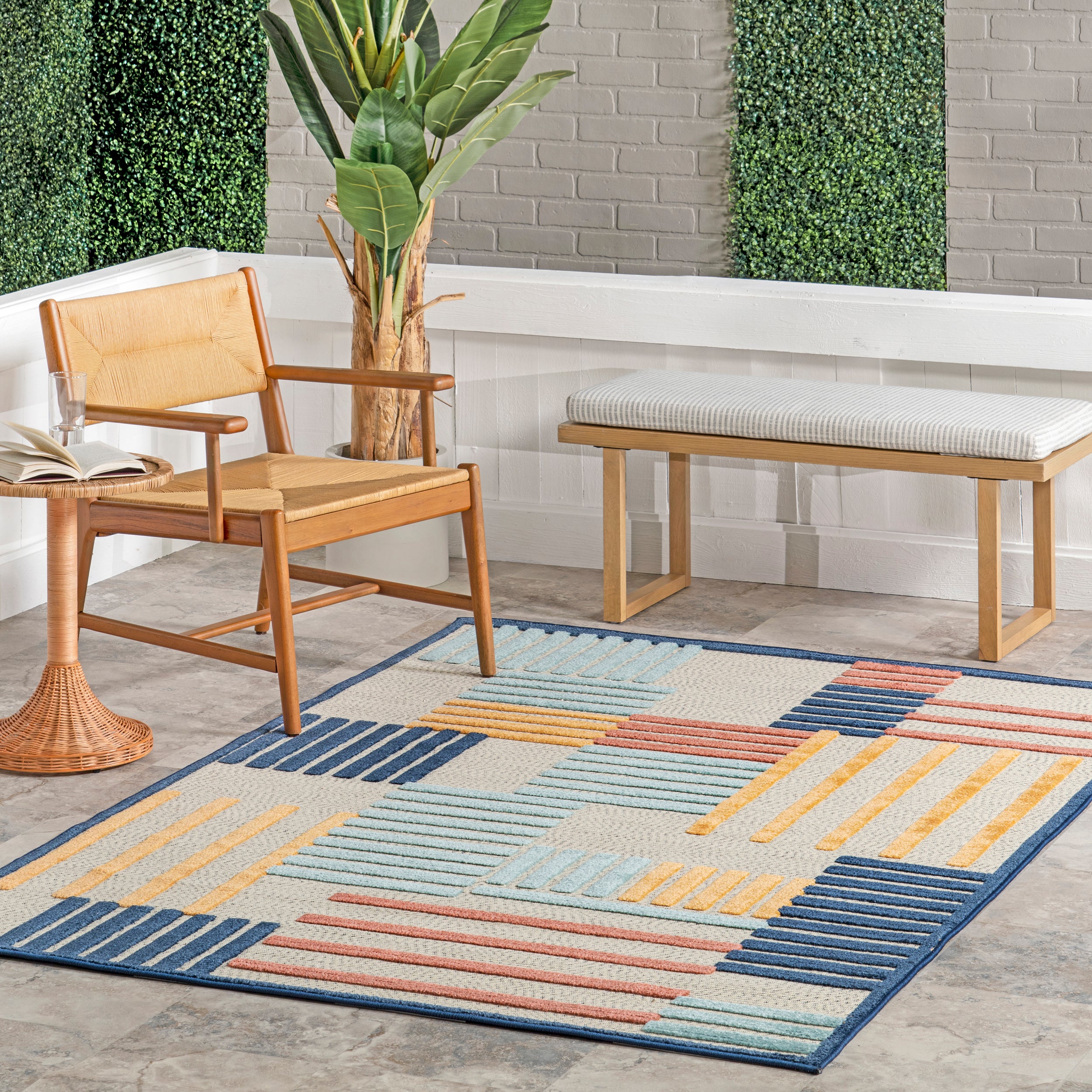 Enya High-Low Striped Indoor/Outdoor Area Rug - Image 2