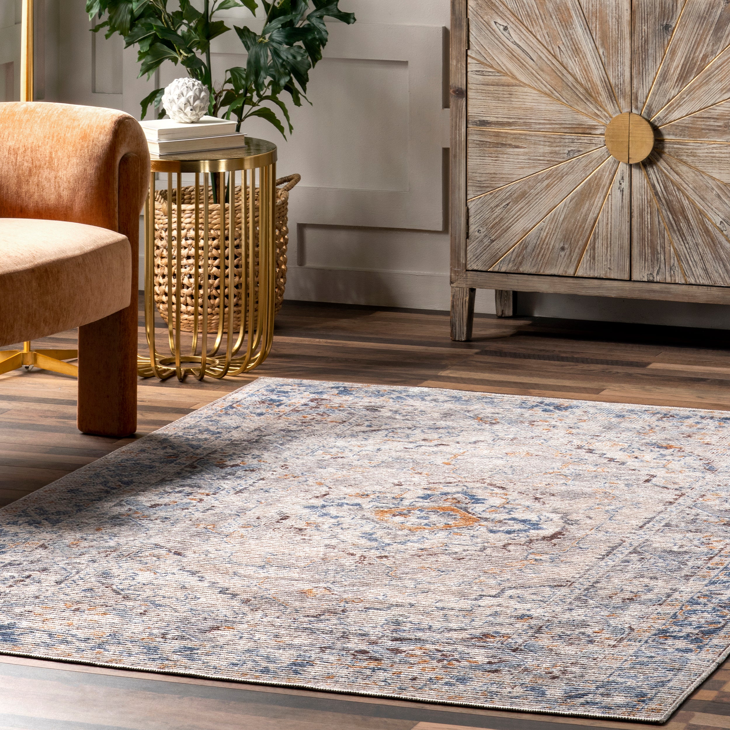 Vintage Medallion Machine Washable Area Rug - Image 9