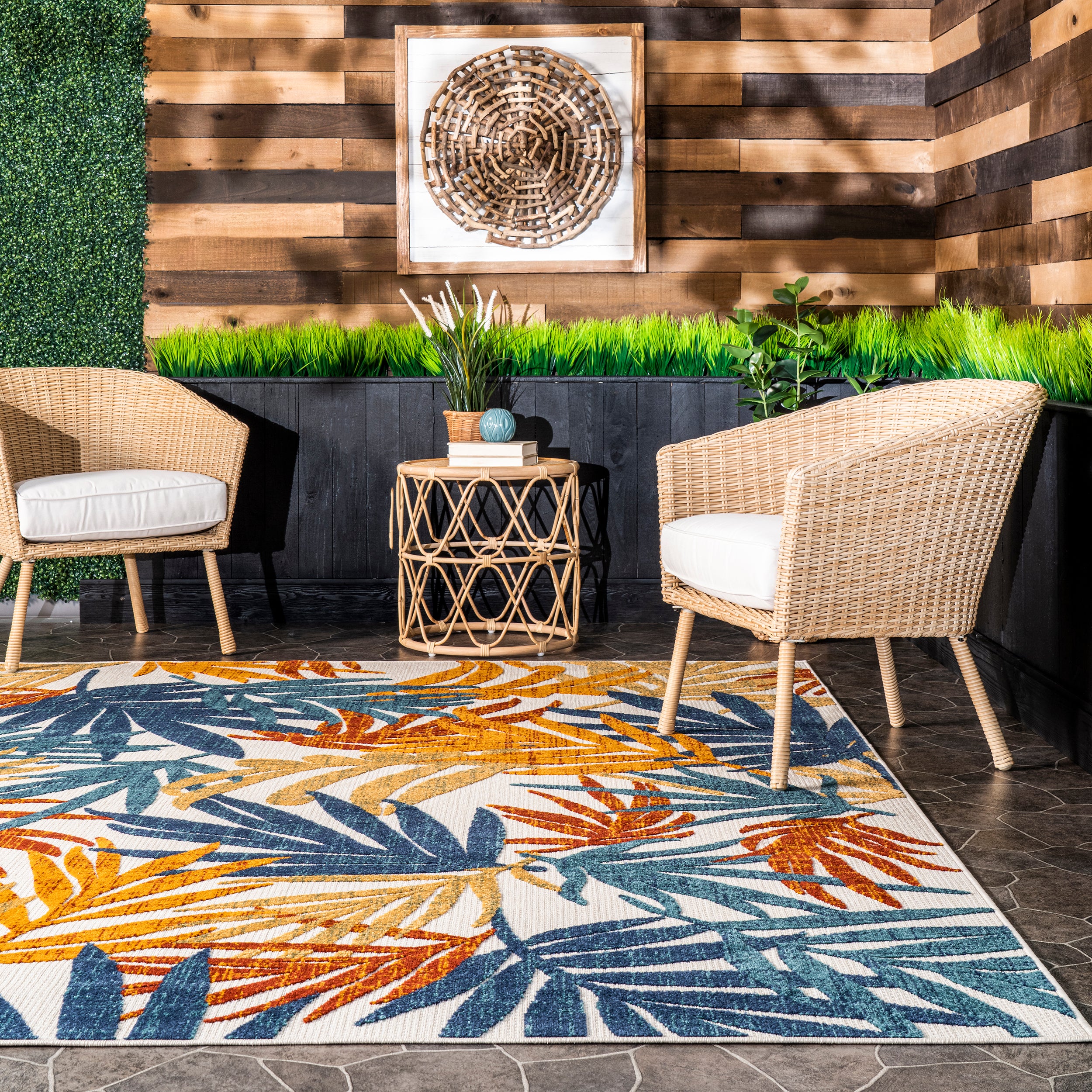 Flor Multi Tropical Leaves Indoor/Outdoor Area Rug - Image 8
