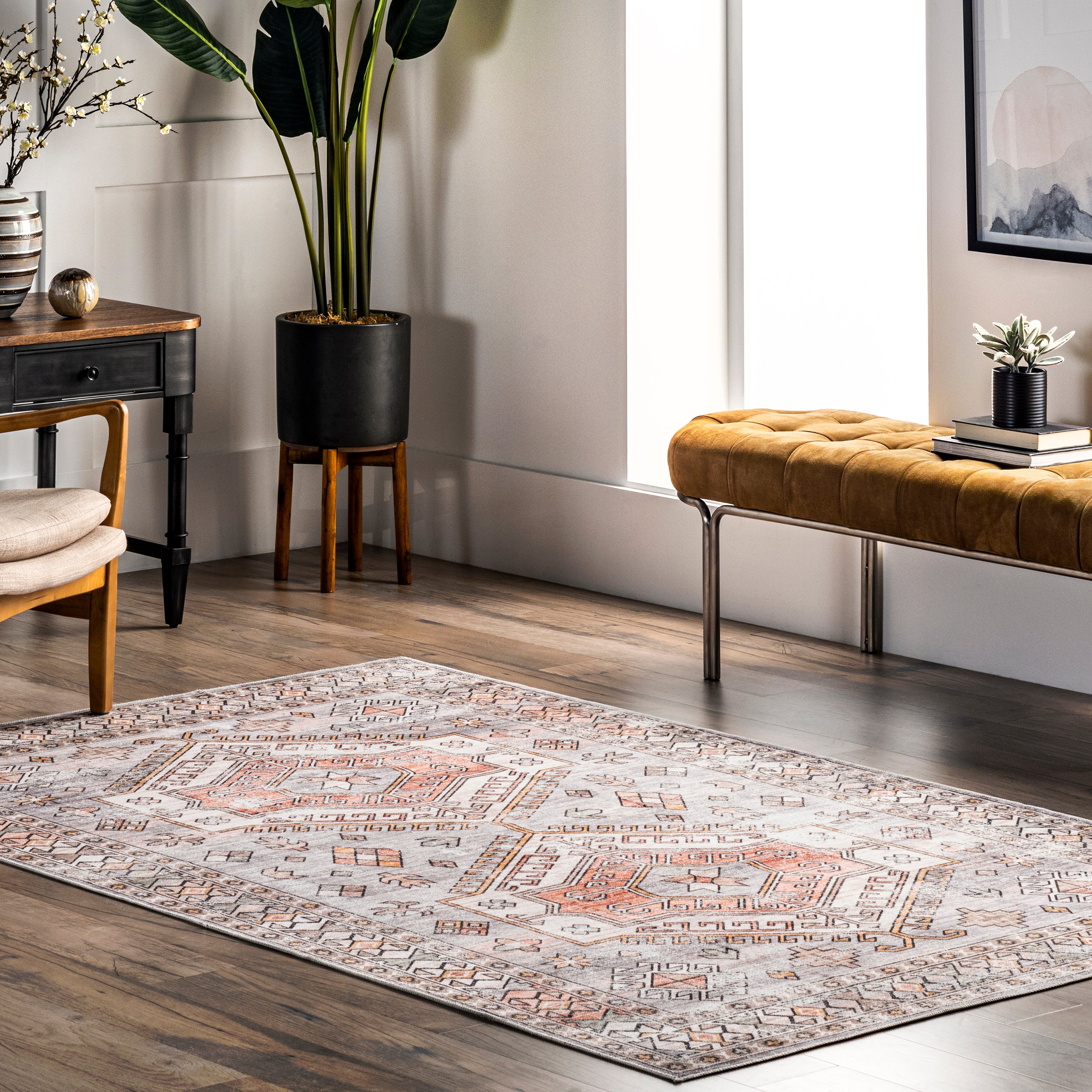 Mae Tribal Motif Machine Washable Area Rug - Image 15