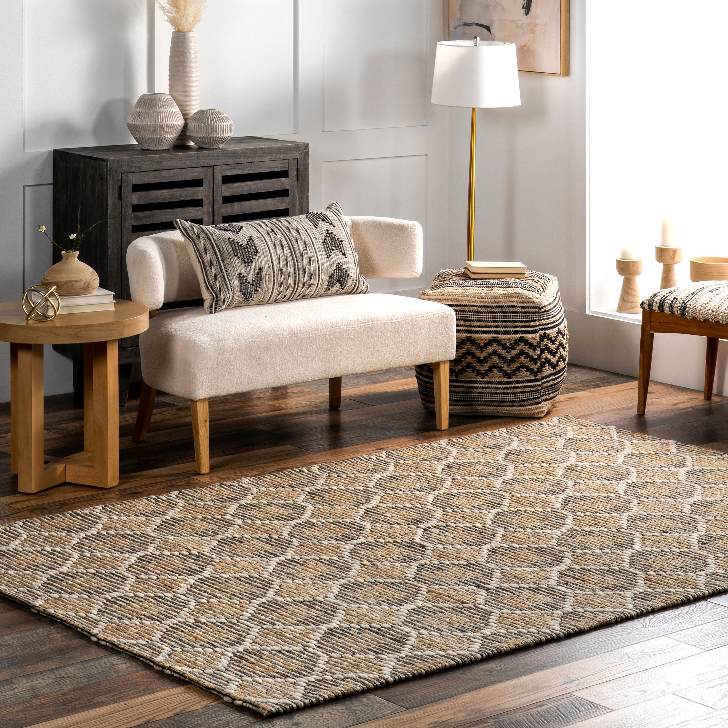 Leanne Geometric Jute and Wool Area Rug - Image 2
