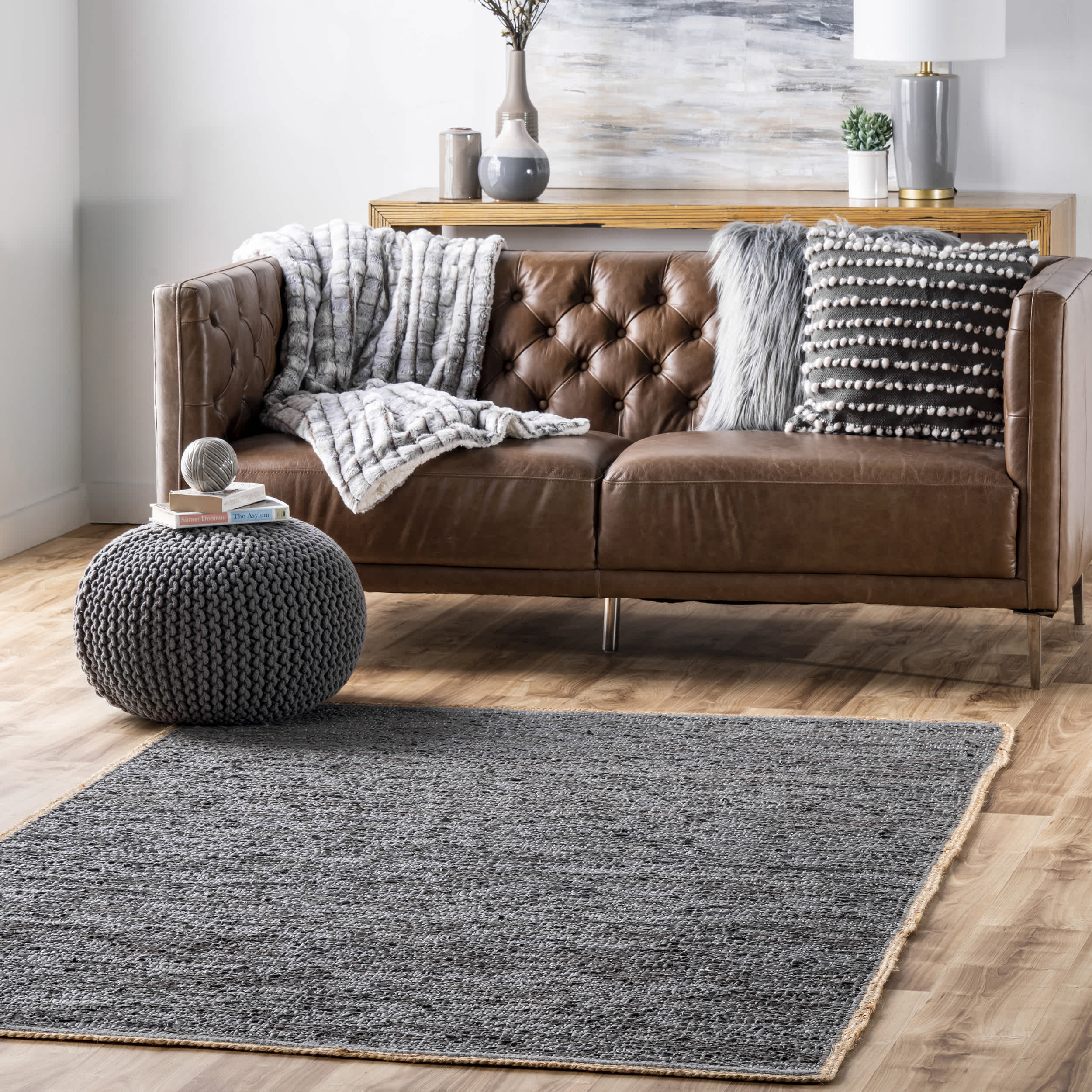 Sabby Hand Woven Leather Flatweave Area Rug - Image 2