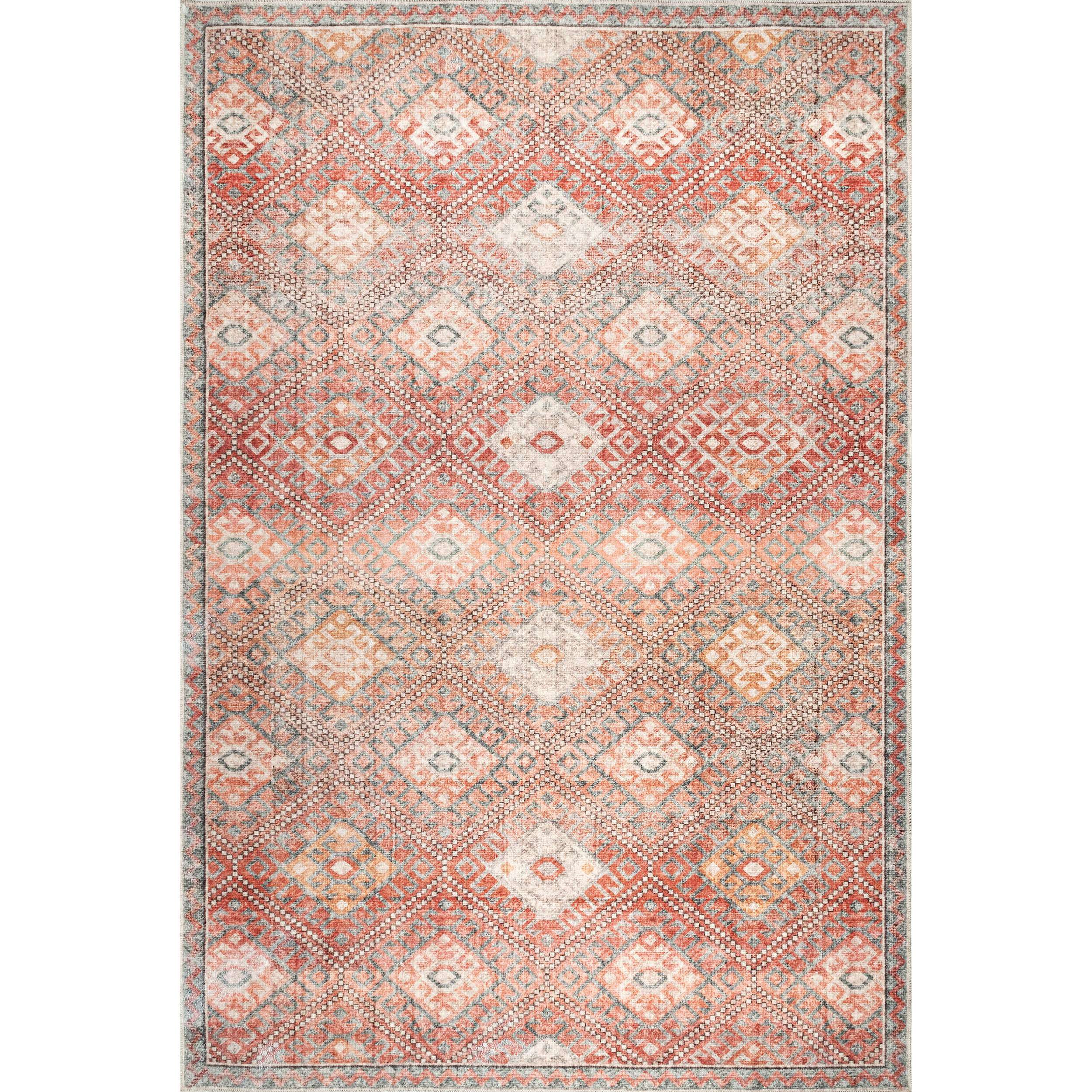 Serenity Machine Washable Diamond Trellis Area Rug