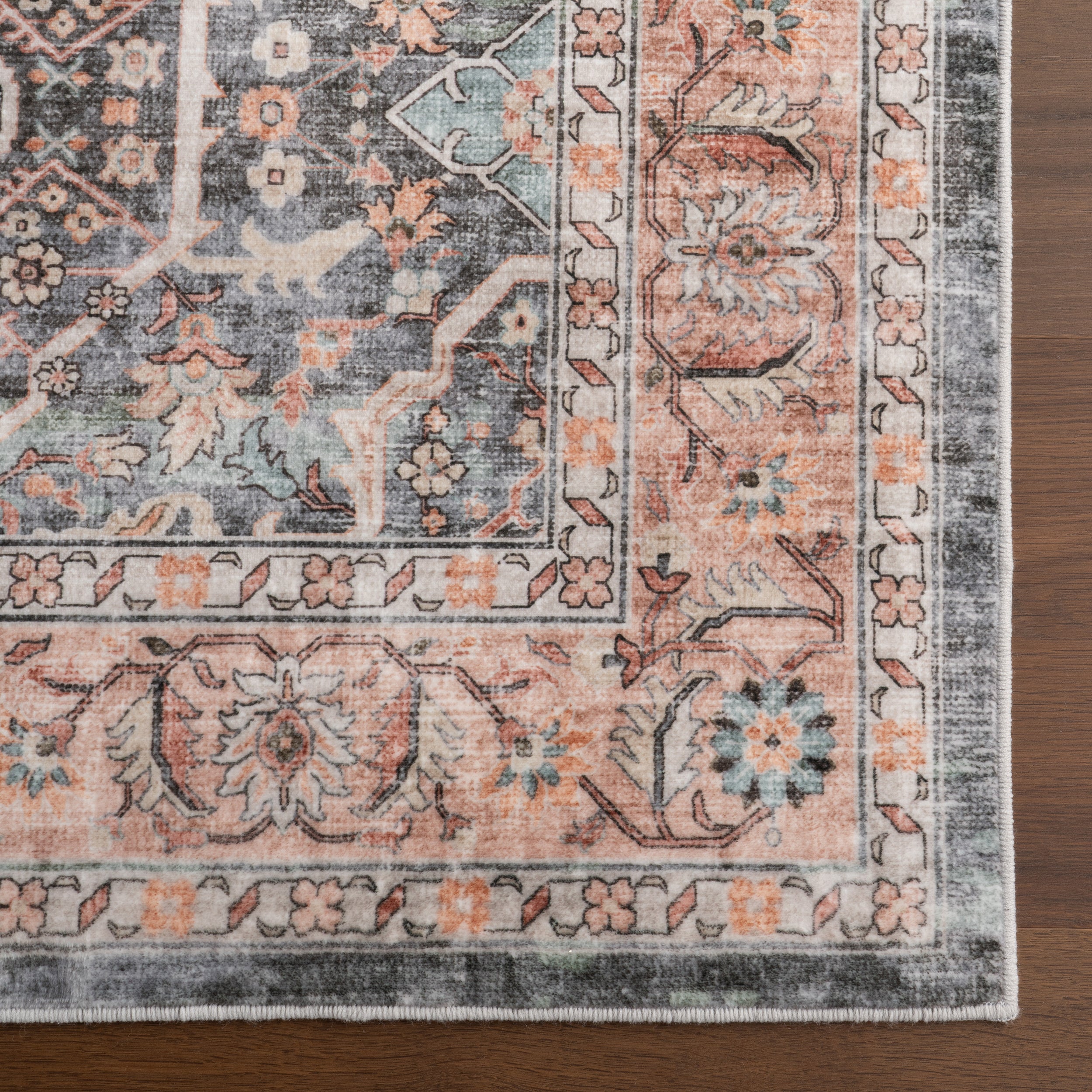 Caisyn Bordered Medallion Machine Washable Area Rug - Image 6