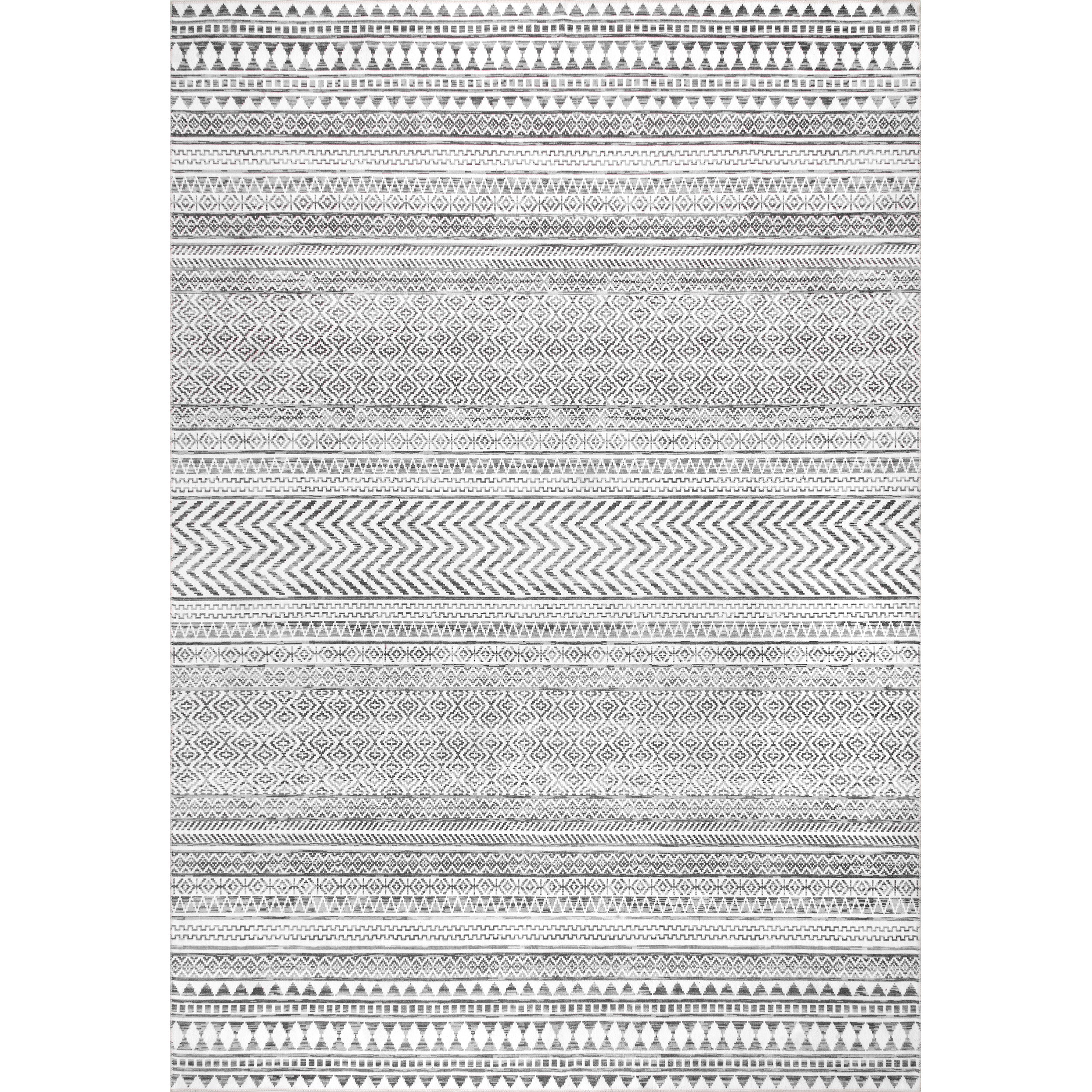 Kira Machine Washable Tribal Geometric Area Rug