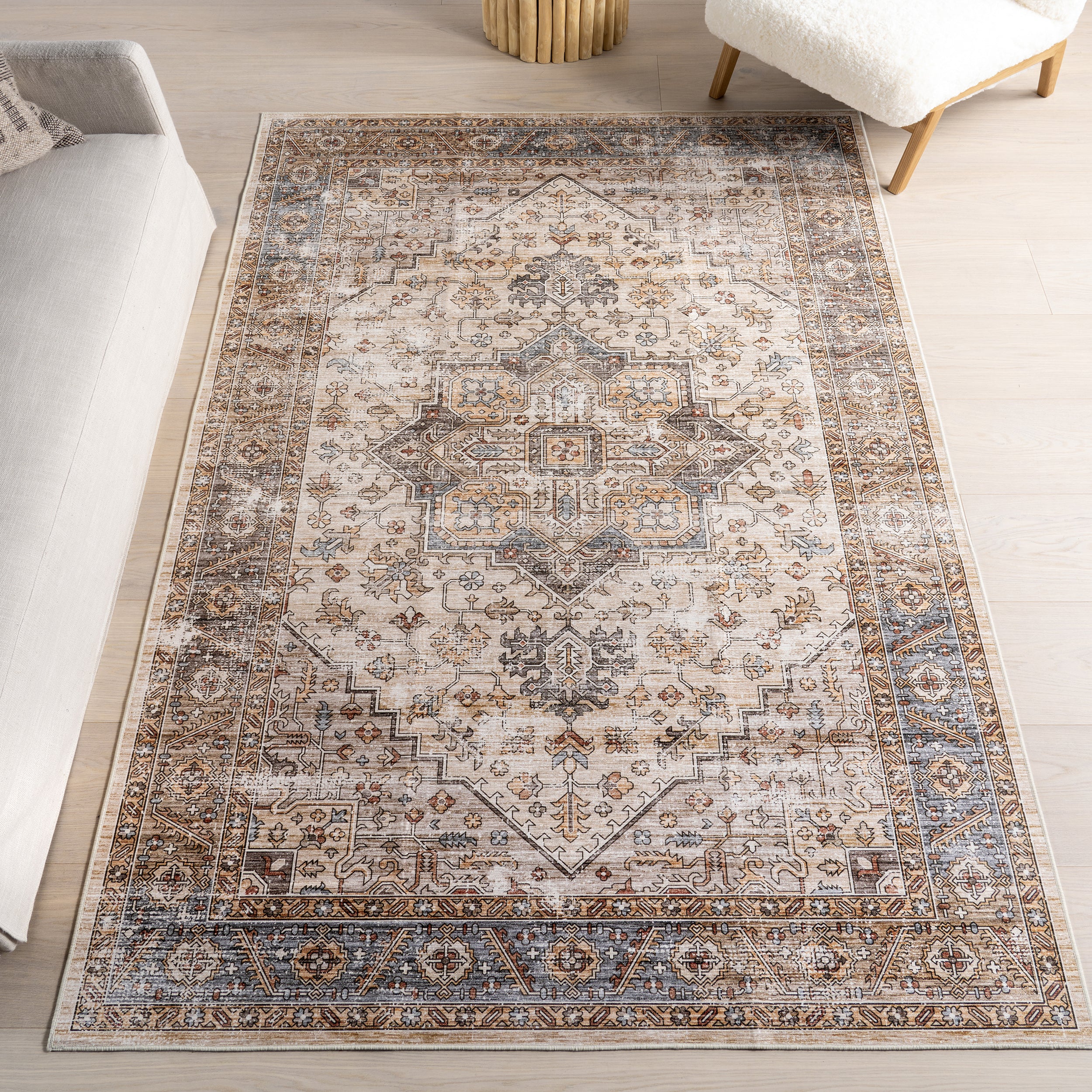 Purnima Medallion Spill Proof Machine Washable Area Rug - Image 2
