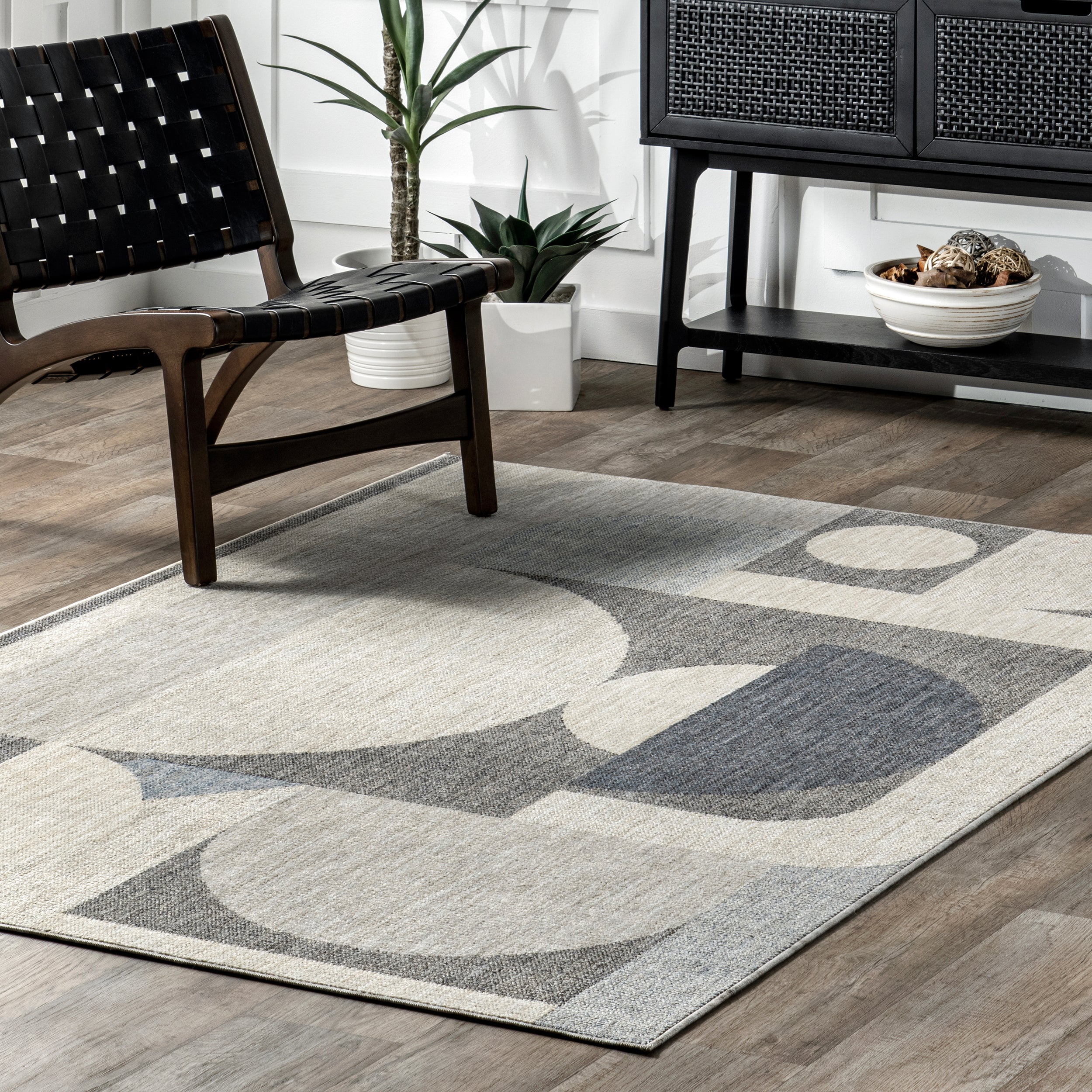 Rhona Modern Geometric Recycled Area Rug - Image 9