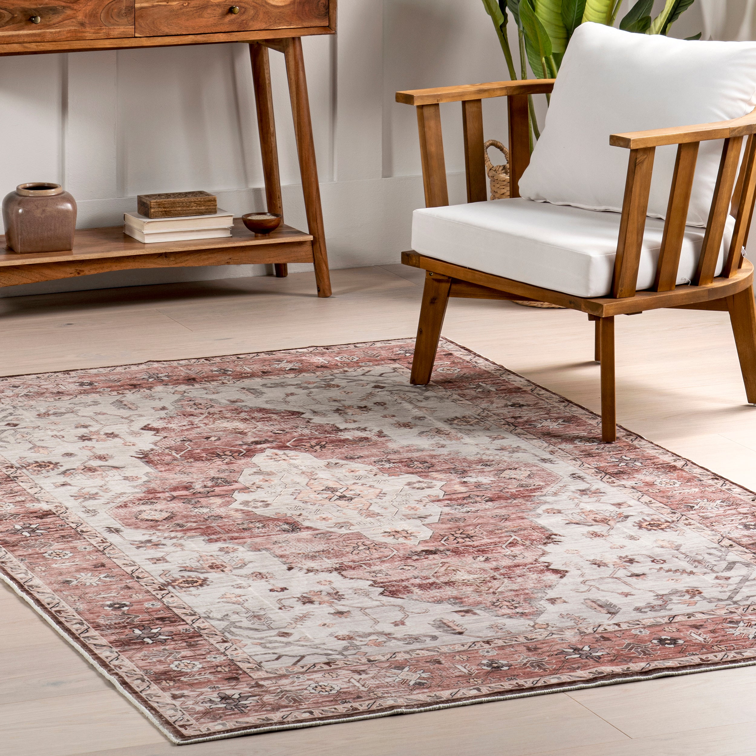 April Traditional Medallion Machine Washable Area Rug - Image 9