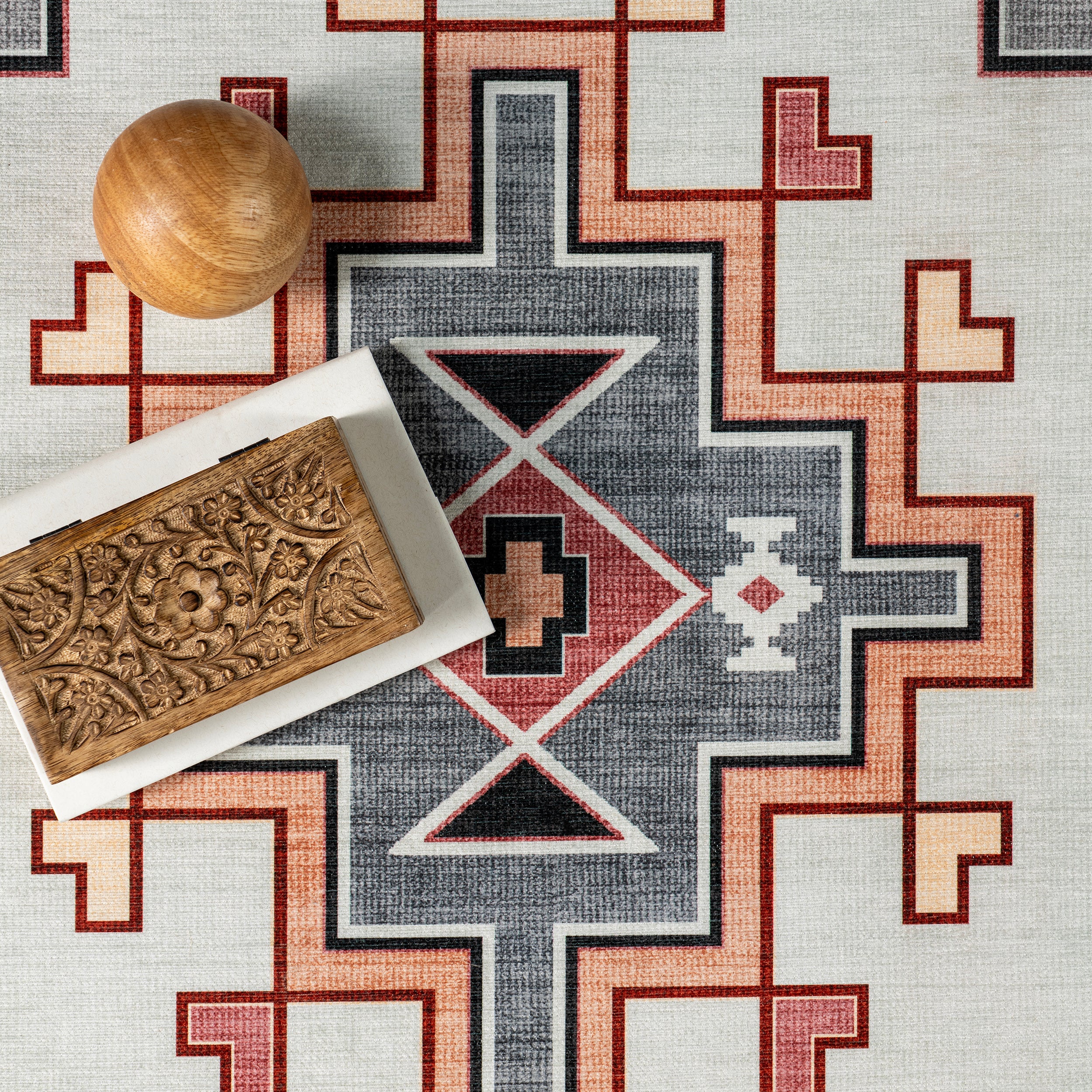 Lynx Southwestern Stain-Resistant Machine Washable Area Rug - Image 6
