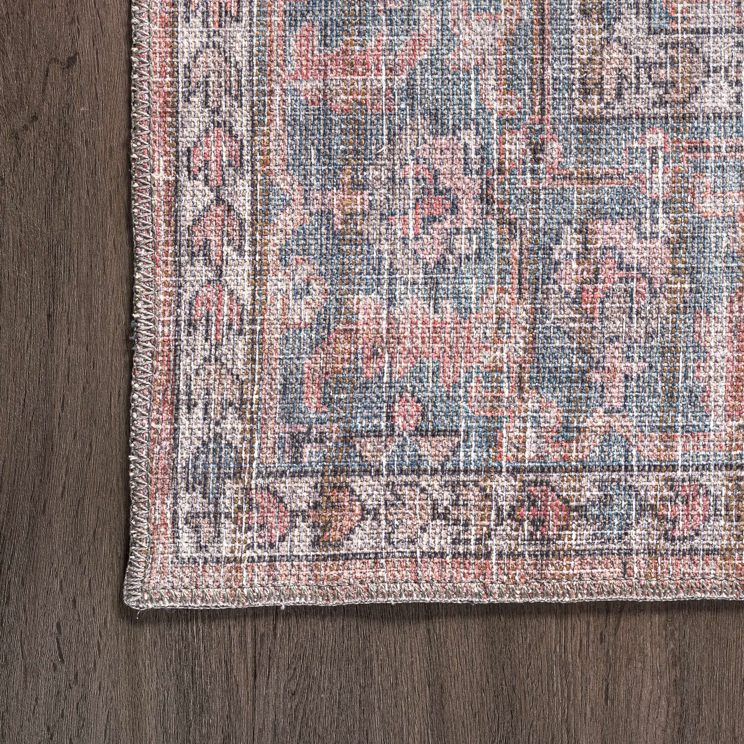 Maple Machine Washable Floral Medallion Area Rug - Image 5