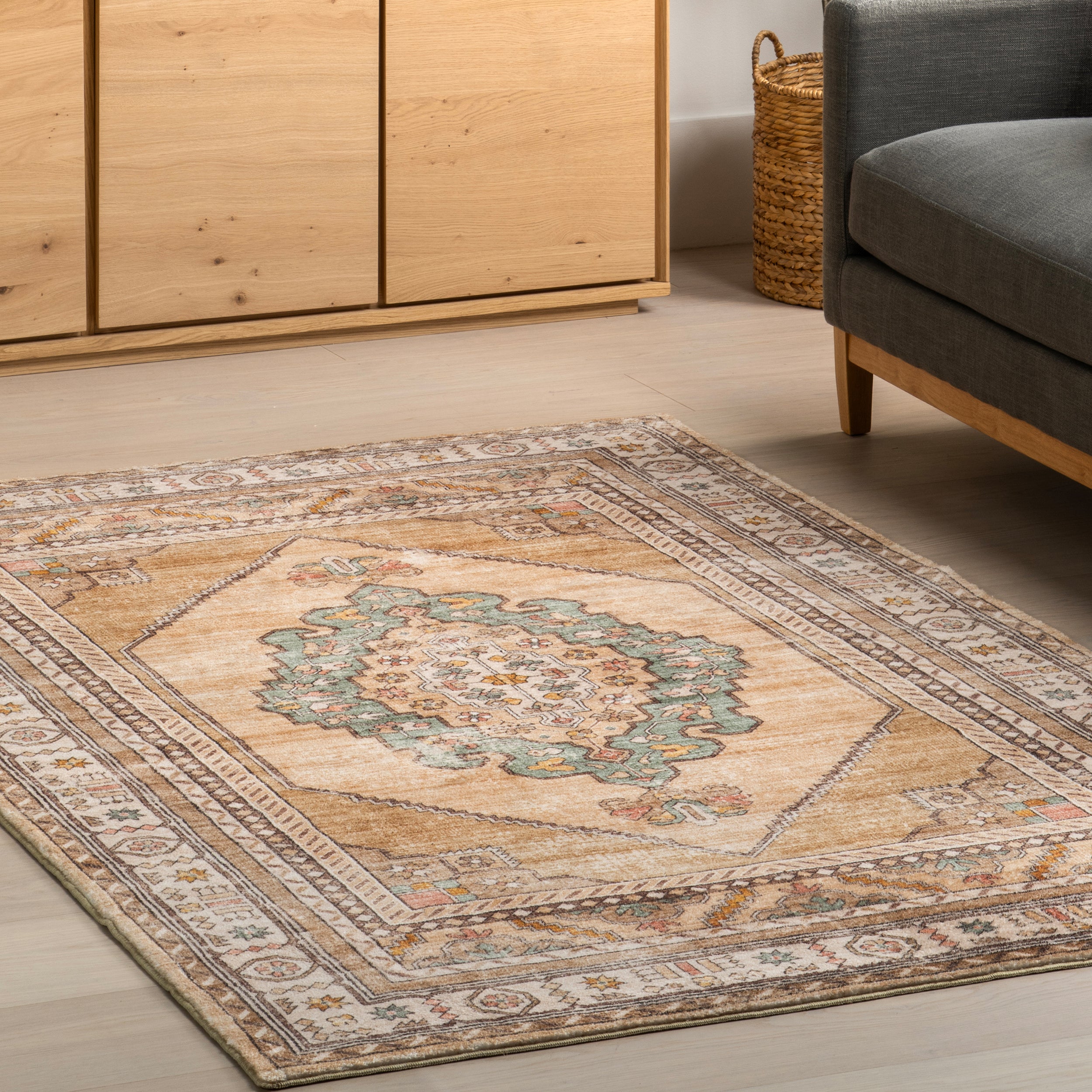 Hollyn Vintage Medallion Machine Washable Area Rug - Image 9