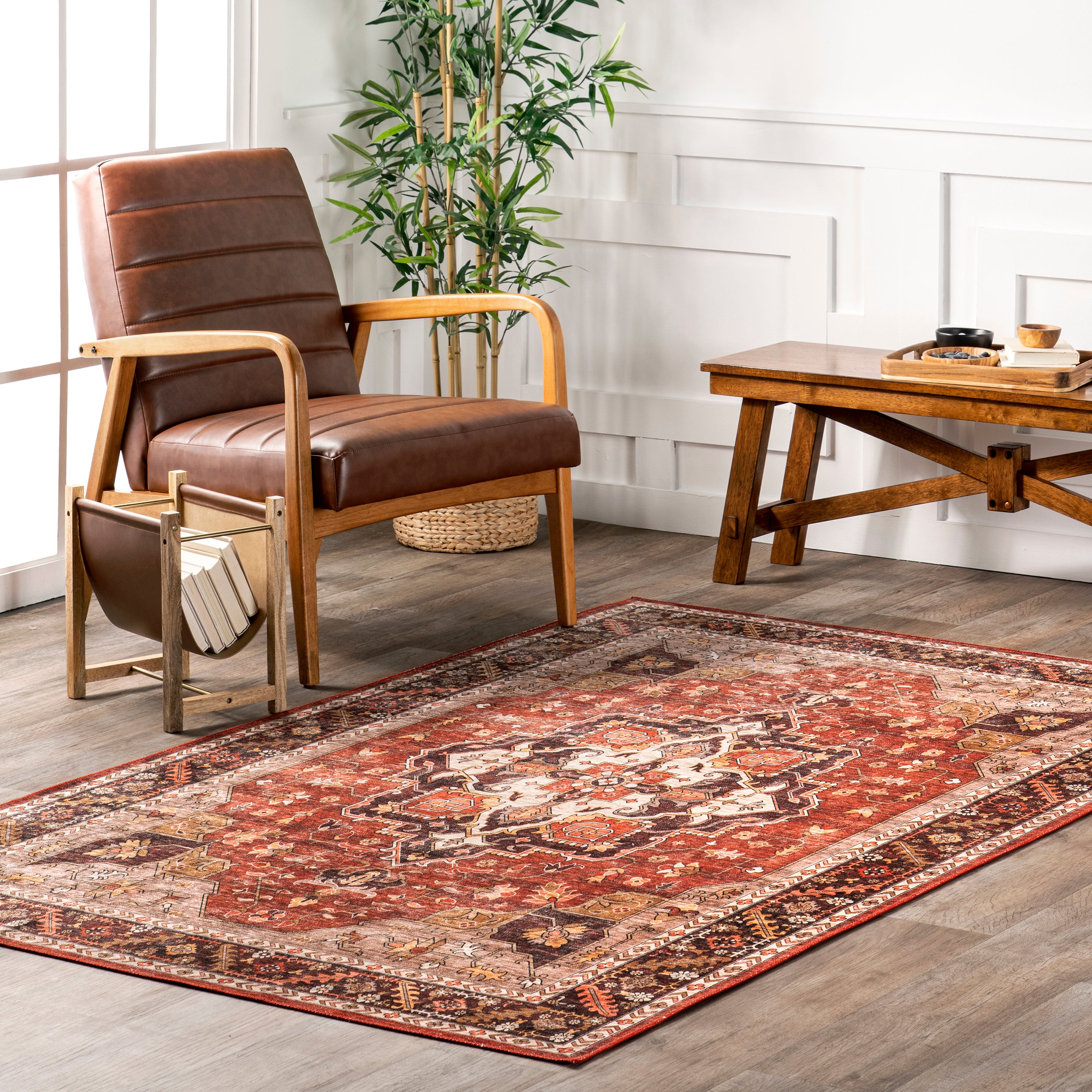Hera Medallion Stain-Resistant Machine Washable Area Rug - Image 2