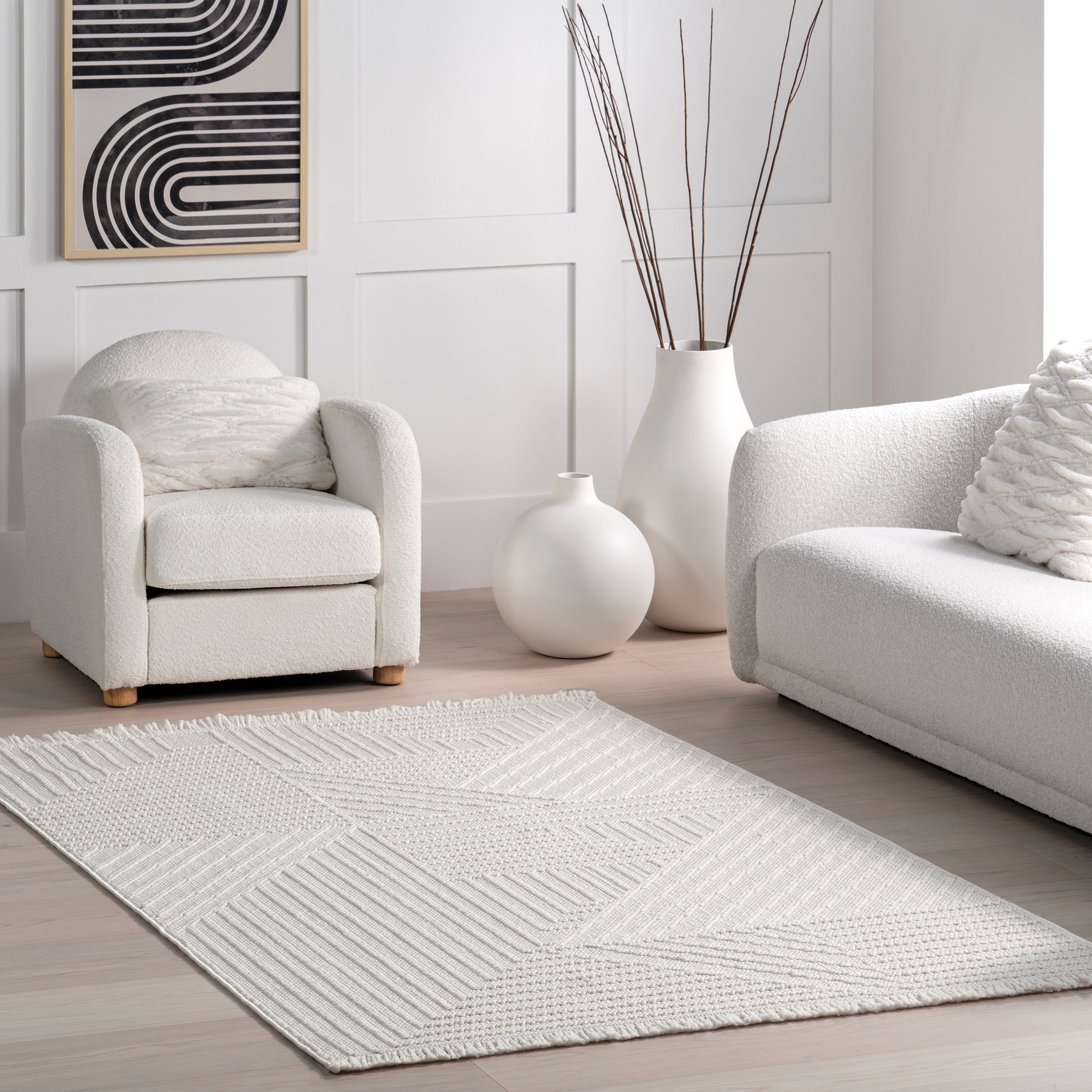 Makena Modern Geometric High-Low Area Rug - Image 2