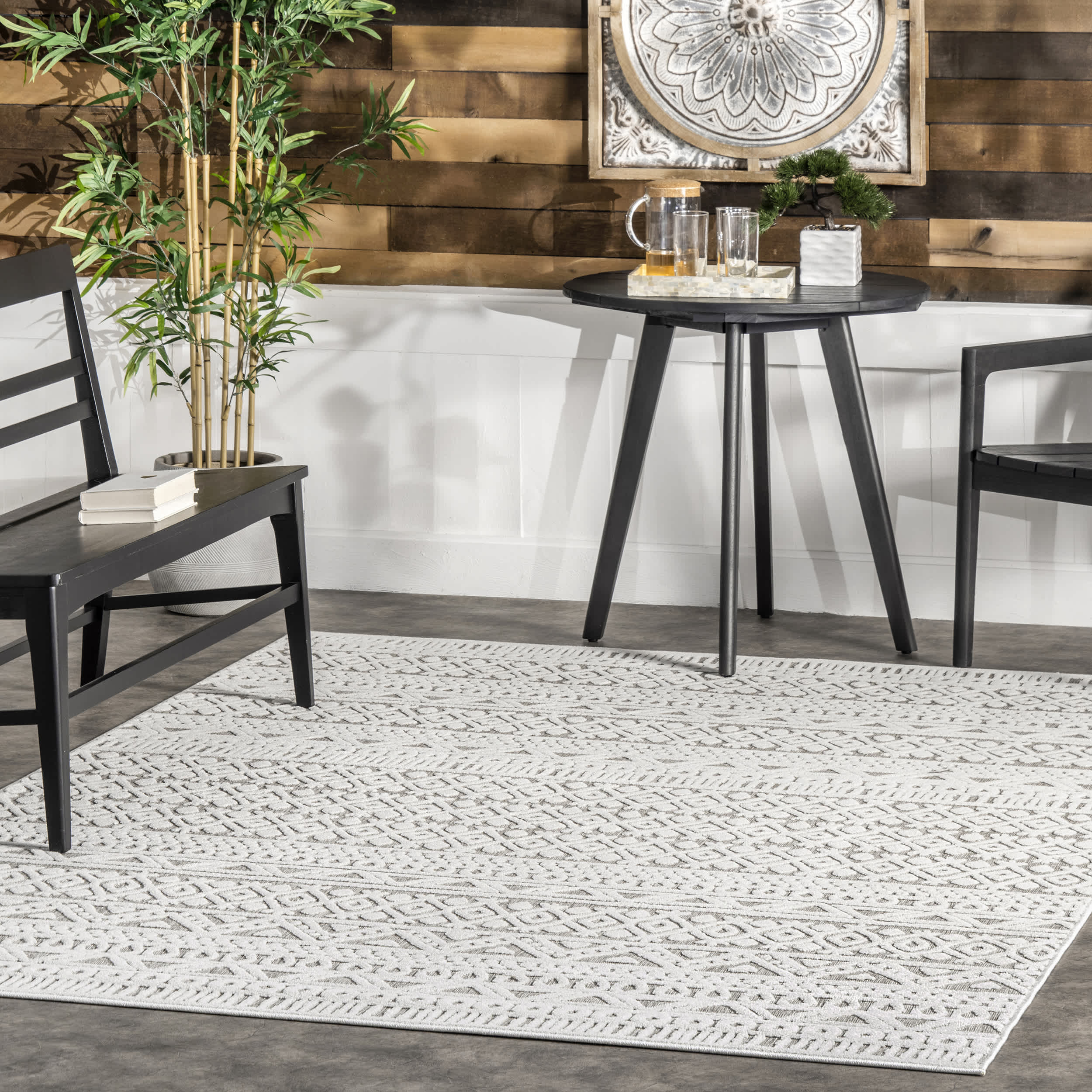 Tina Textured Geometric Banded Area Rug - Image 2