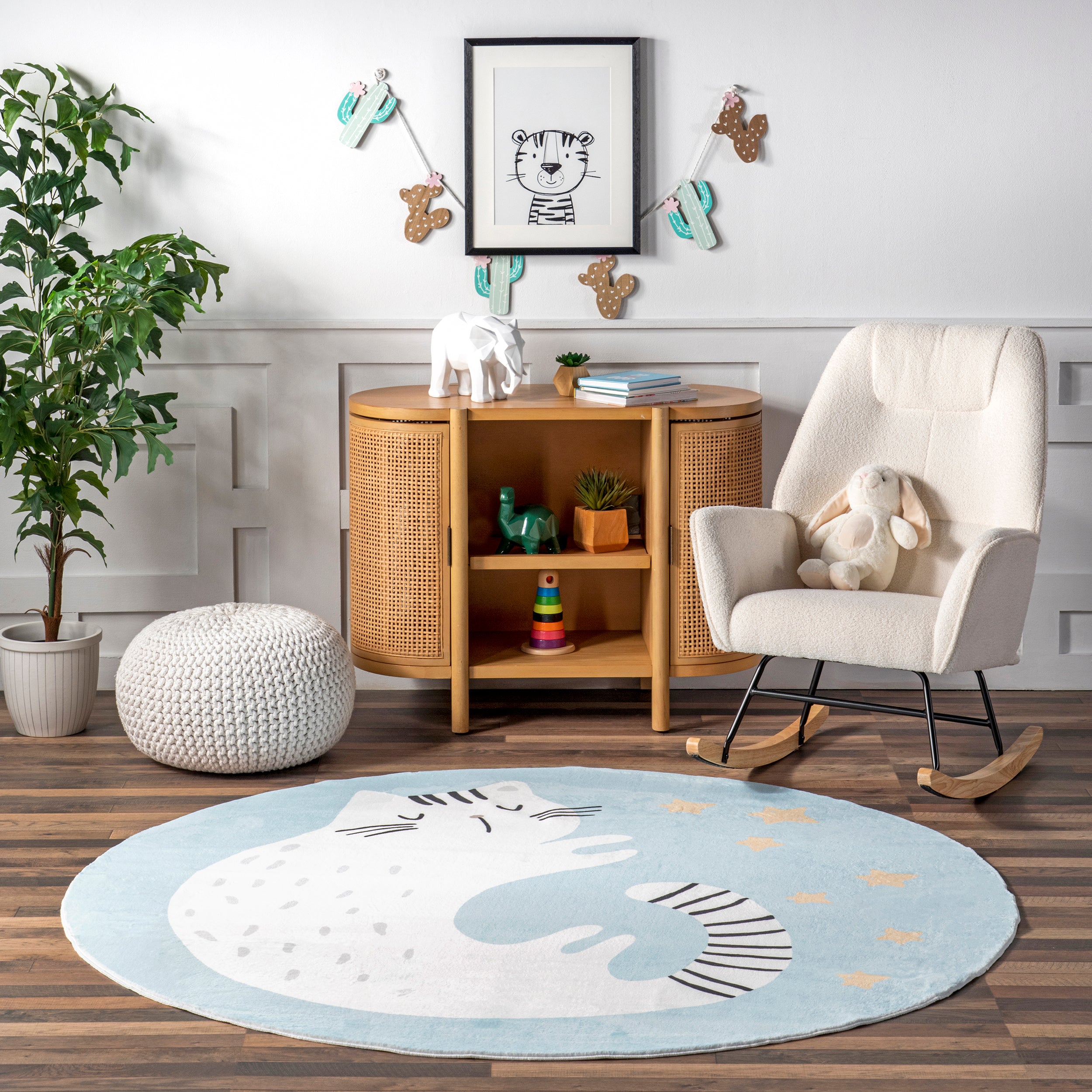 Adalynn Sleepy Cat Kids Machine Washable Area Rug - Image 2