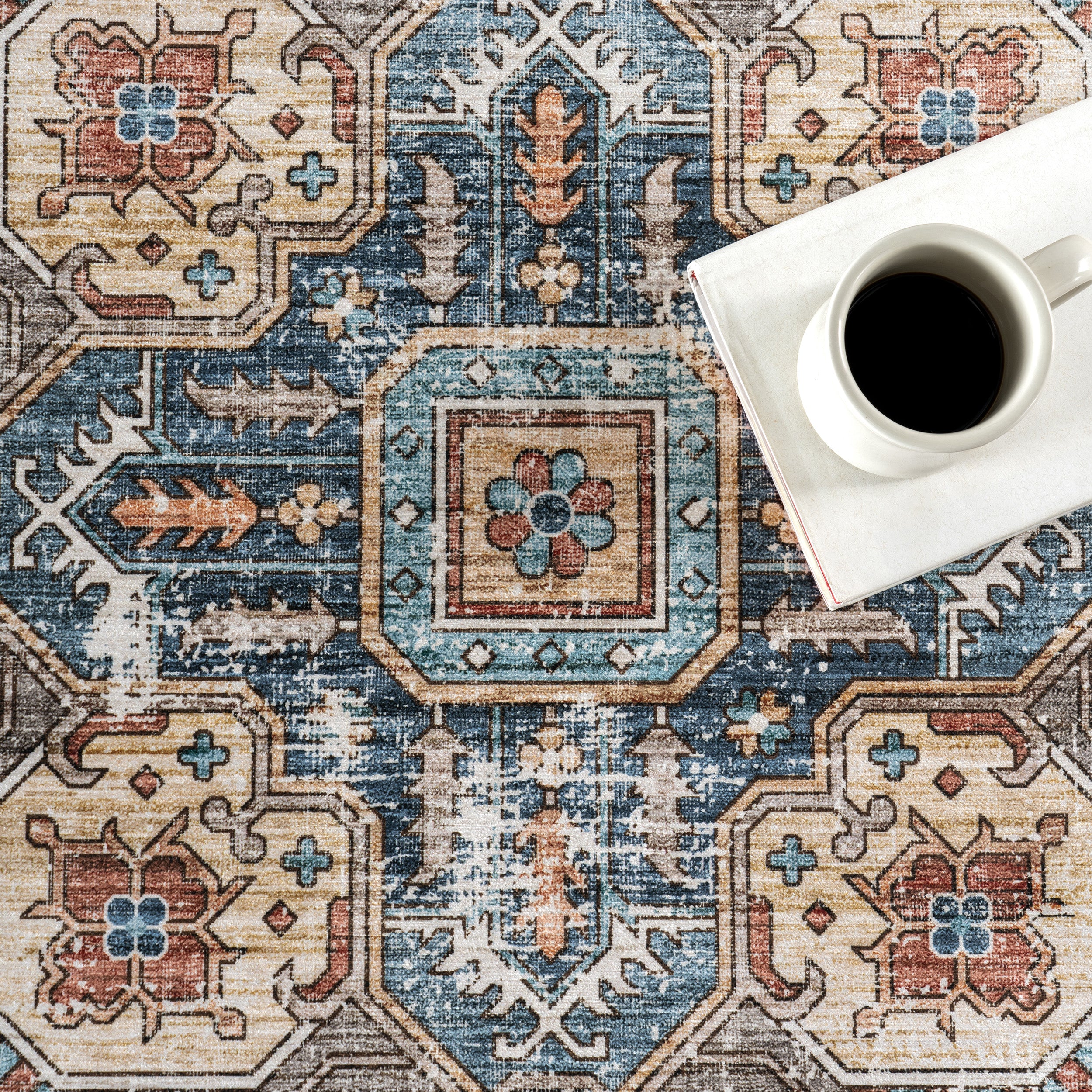 Purnima Medallion Spill Proof Machine Washable Area Rug - Image 16