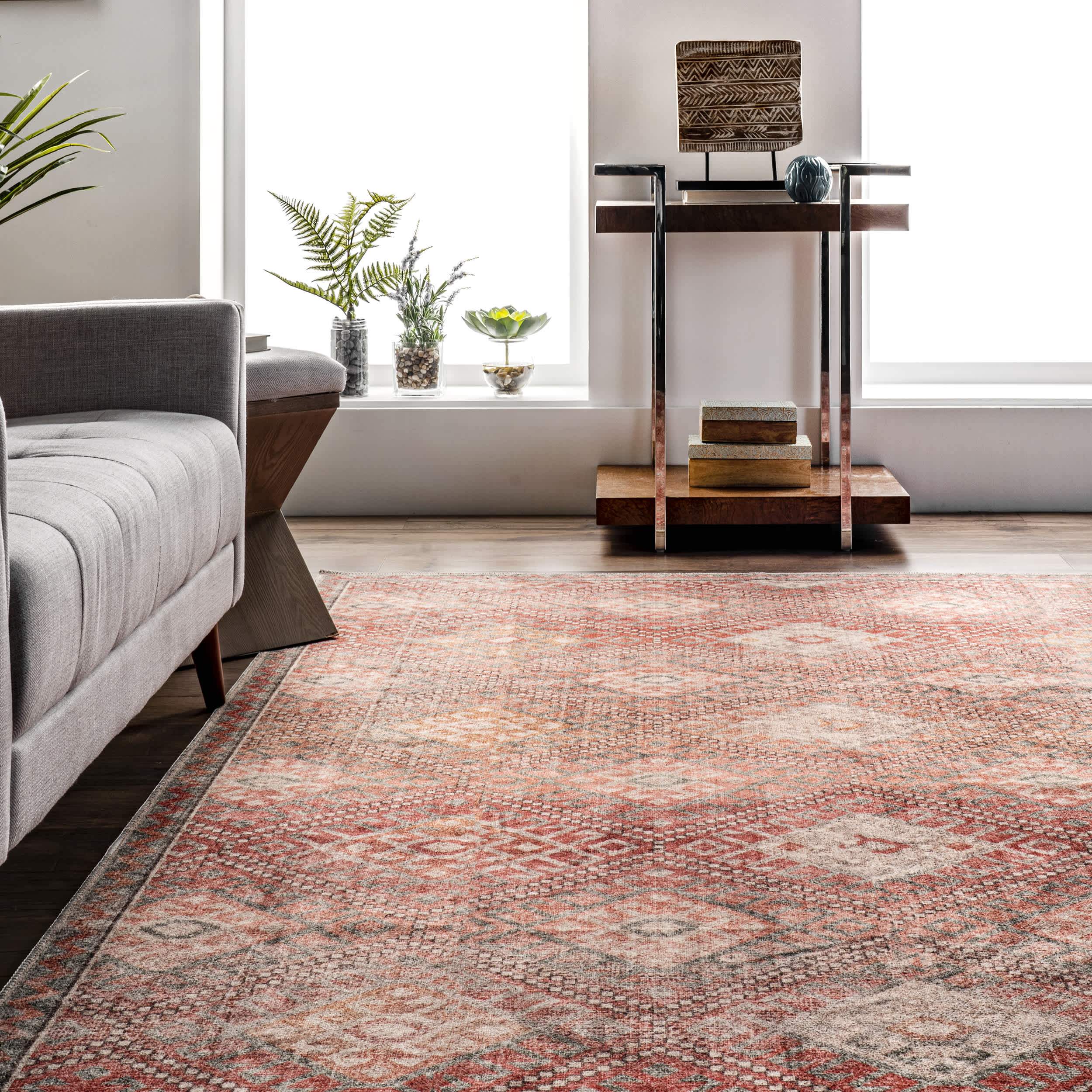 Serenity Machine Washable Diamond Trellis Area Rug - Image 8