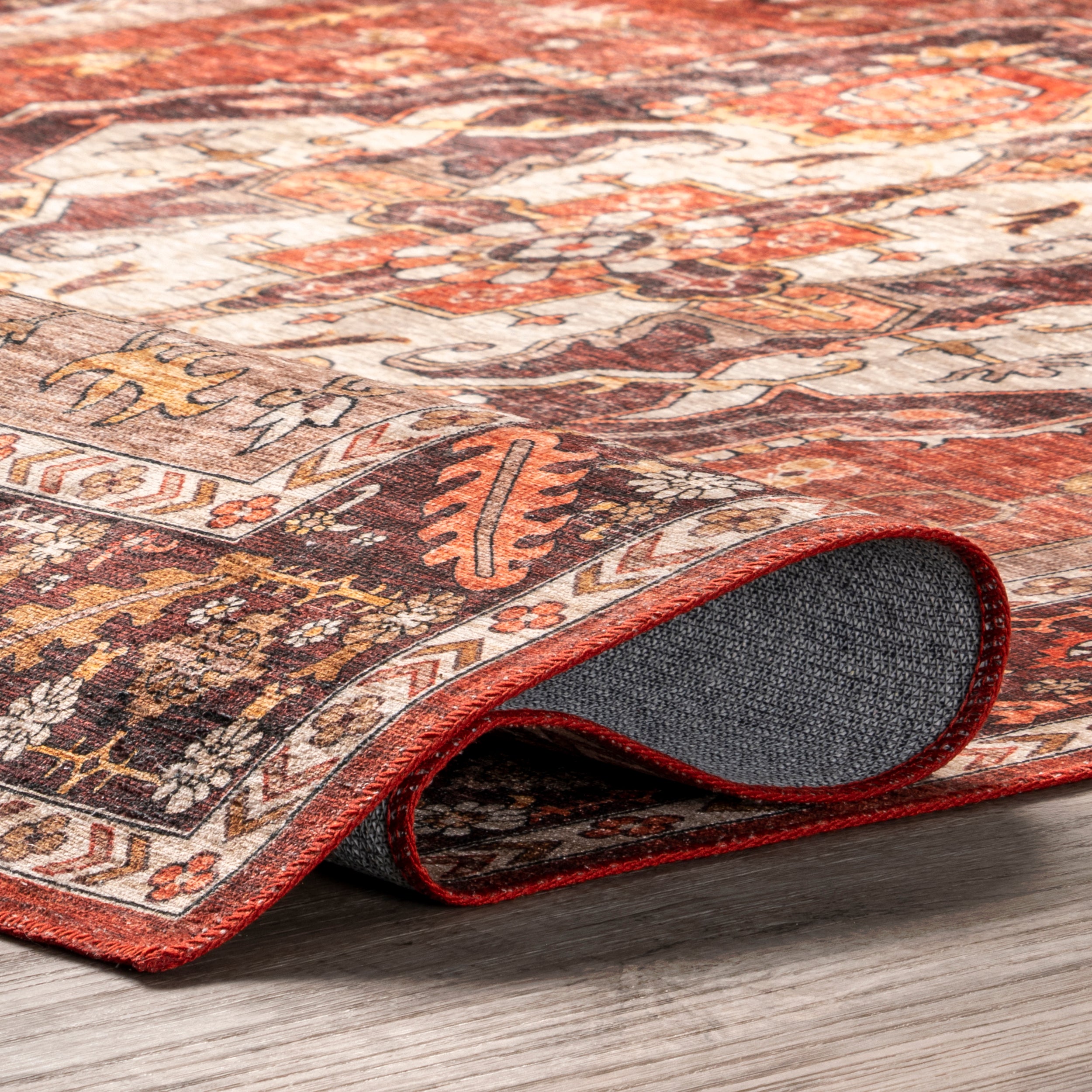 Hera Medallion Stain-Resistant Machine Washable Area Rug - Image 4