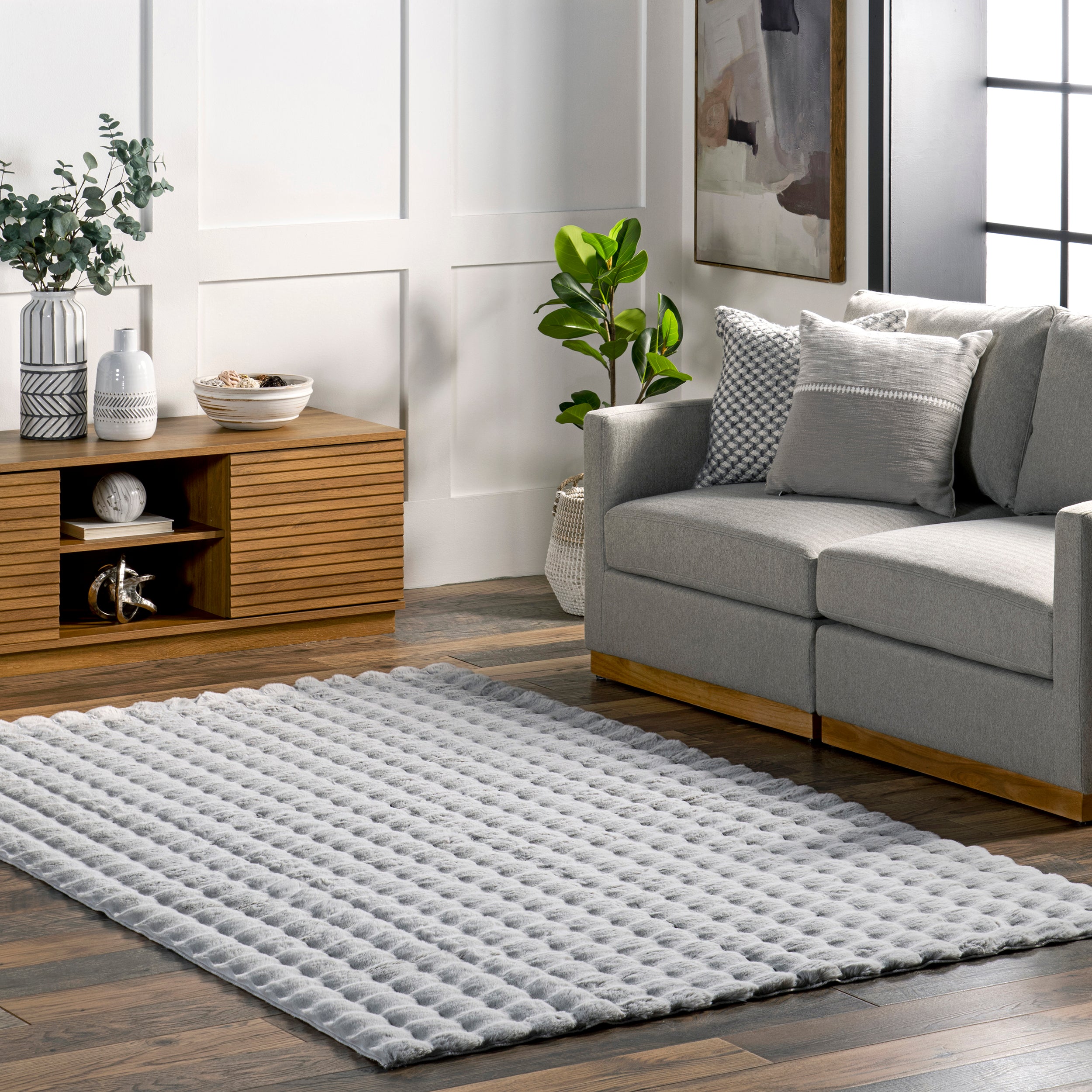 Jeni Solid Faux Rabbit Machine Washable Area Rug - Image 25