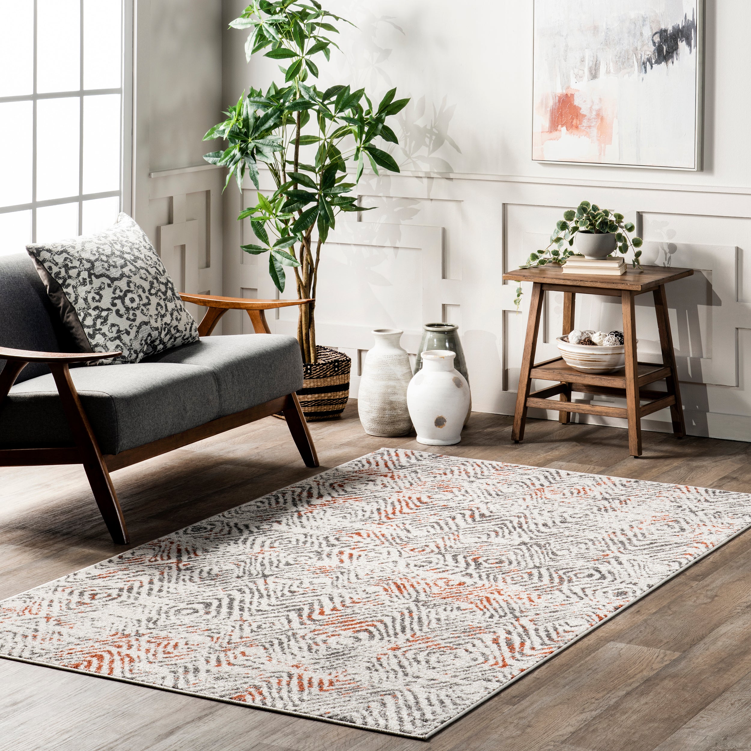 Cathrine Geometric Distressed Area Rug - Image 2