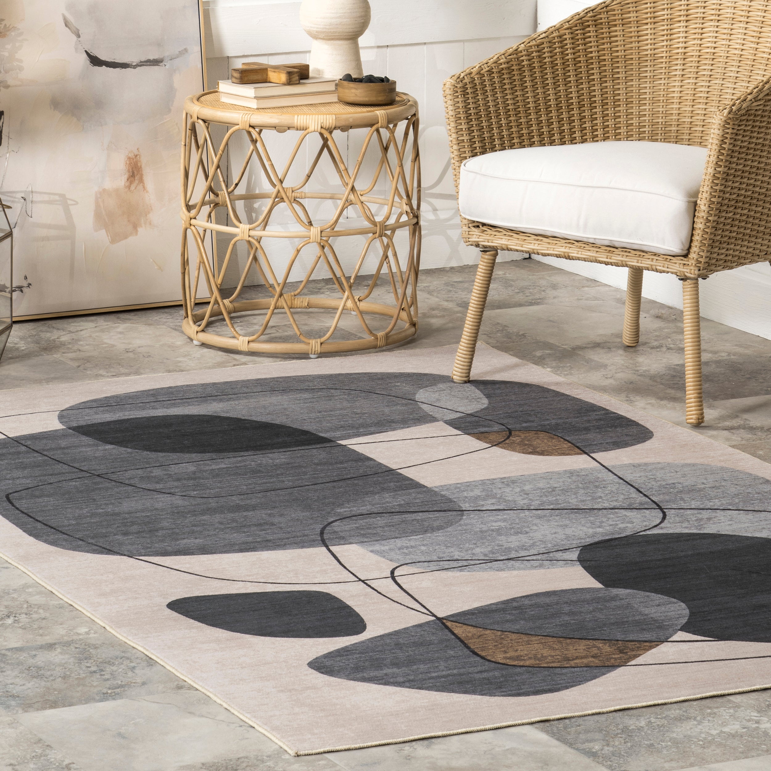 Rylee Abstract Machine Washable Indoor/Outdoor Area Rug - Image 9