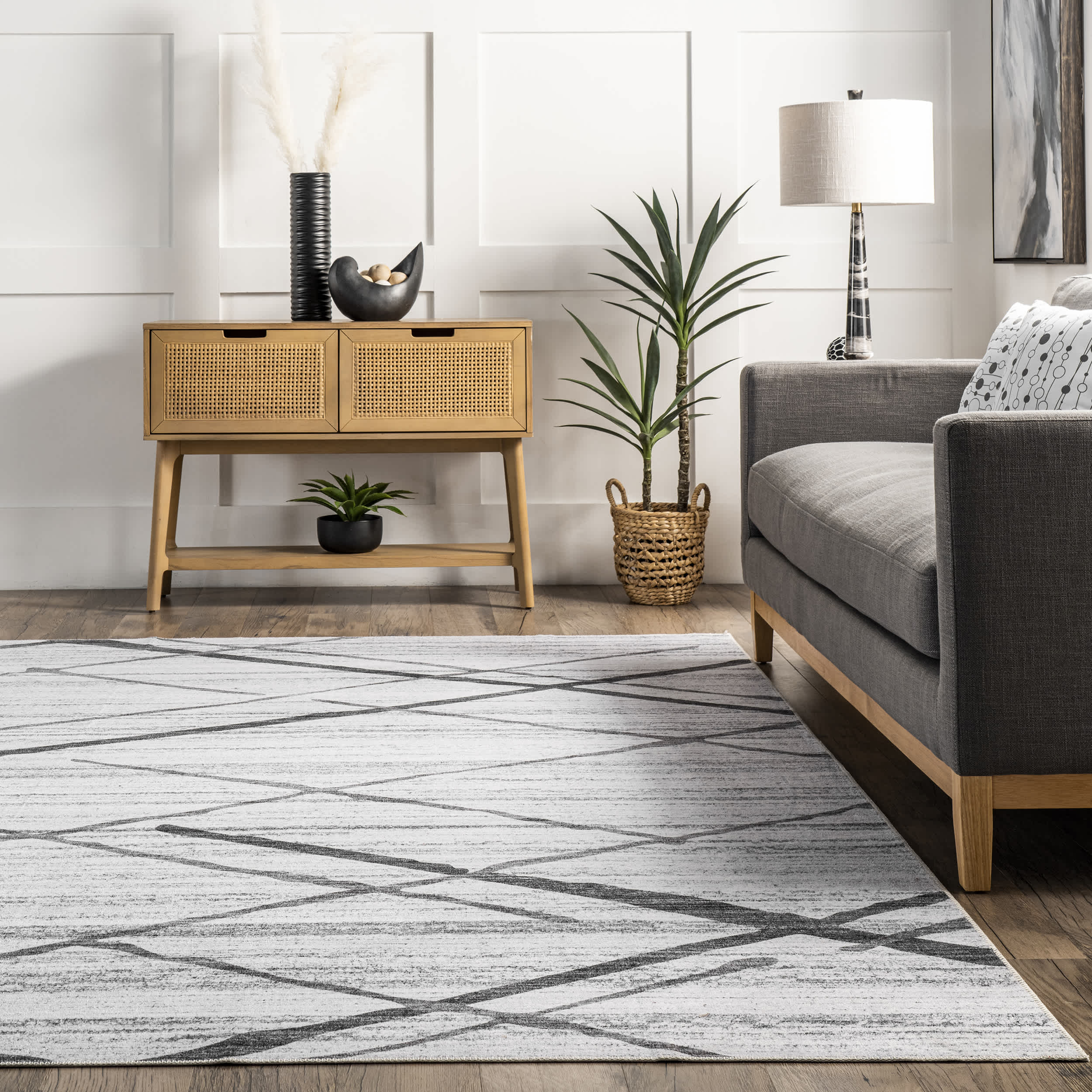 Trellis Stripes Machine Washable Area Rug - Image 8