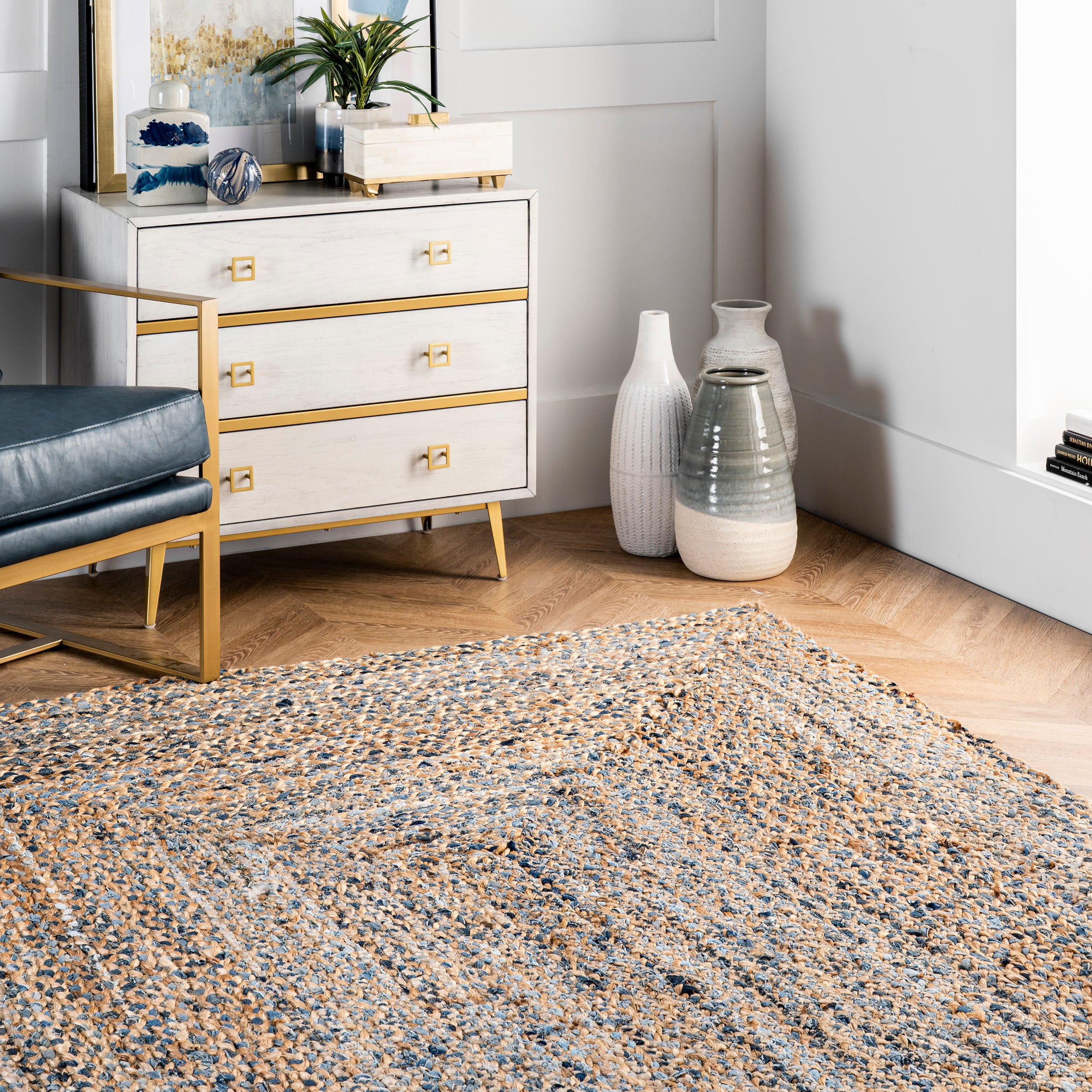 Eliz Braided Denim and Jute Area Rug - Image 9